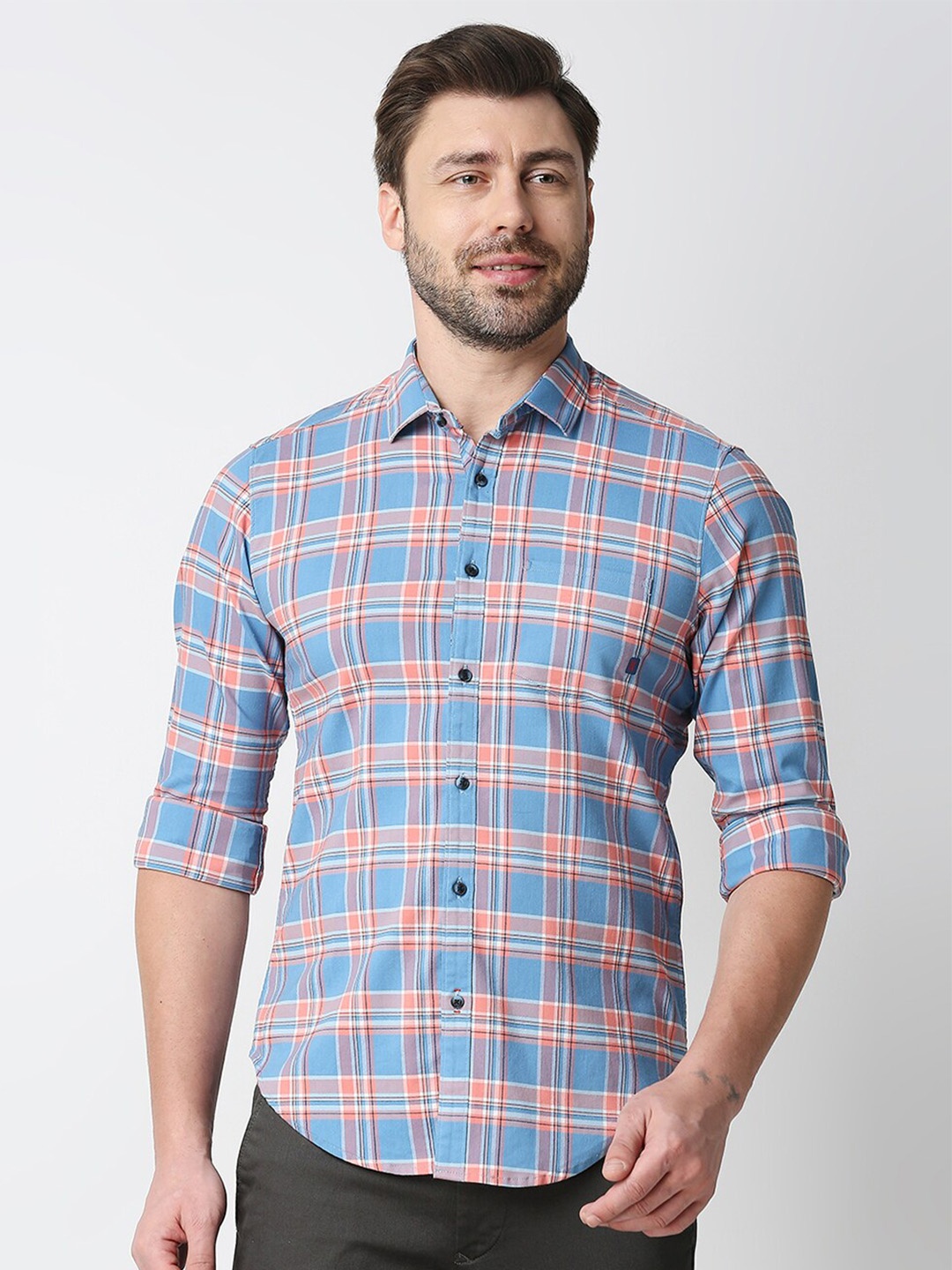 

Killer Tartan Checked Cotton Casual Shirt, Pink