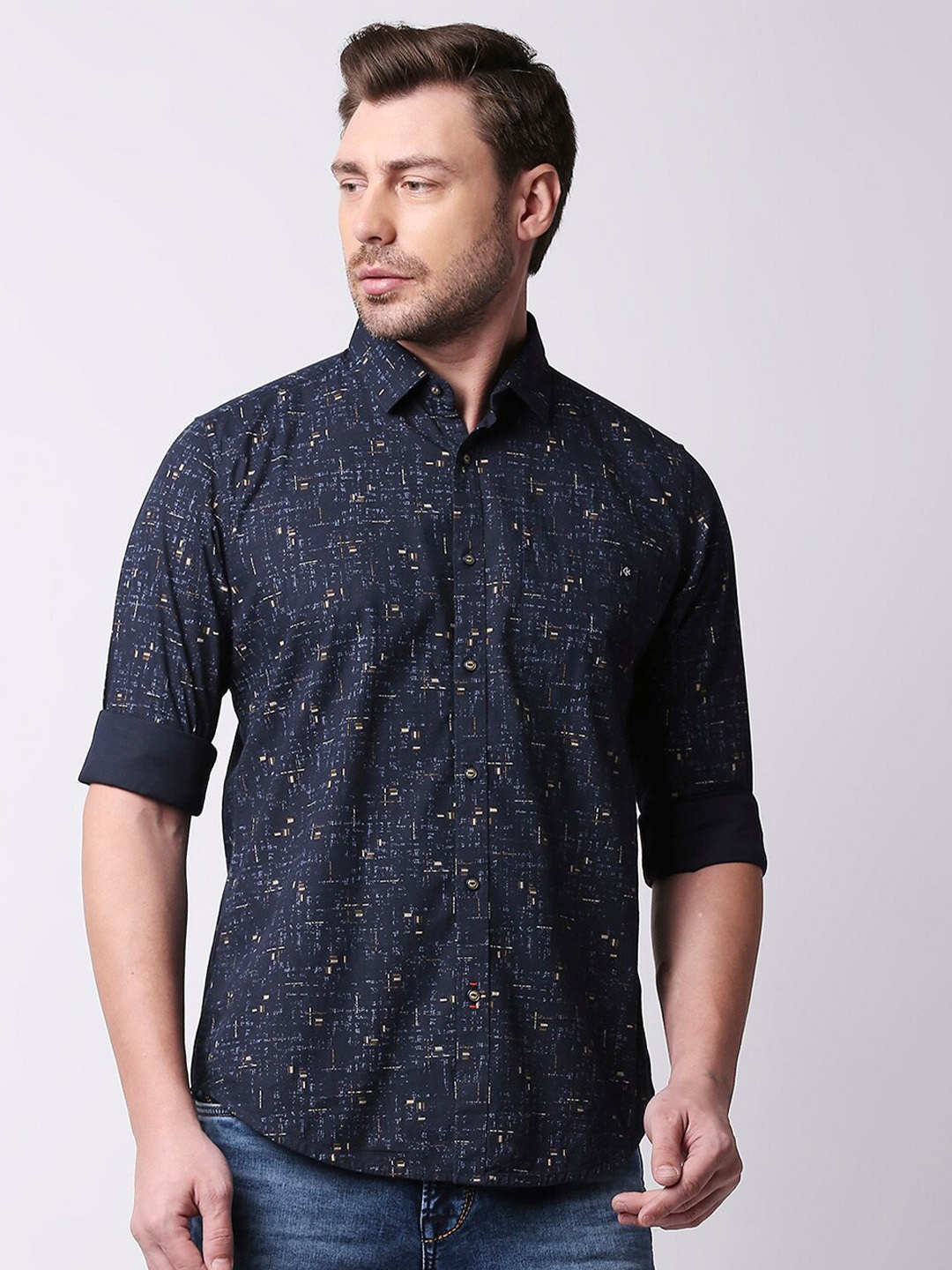 

Killer Abstract Printed Cotton Casual Shirt, Navy blue