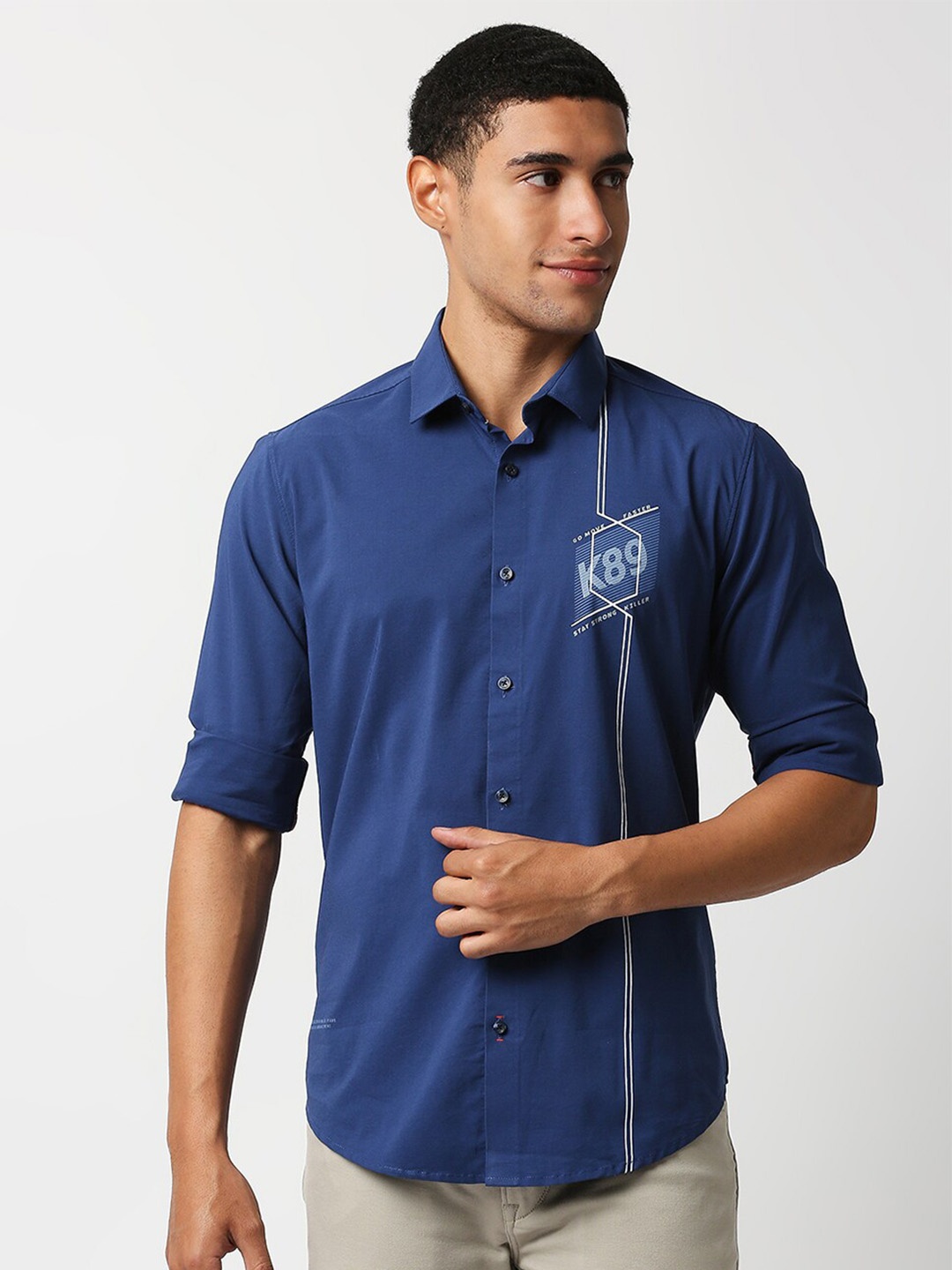 

Killer Typography Printed Cotton Casual Shirt, Blue