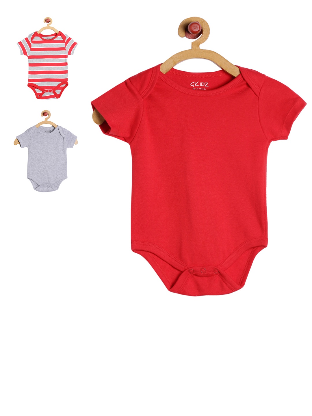 

GKIDZ Infants Pack of 3 Bodysuits, Red