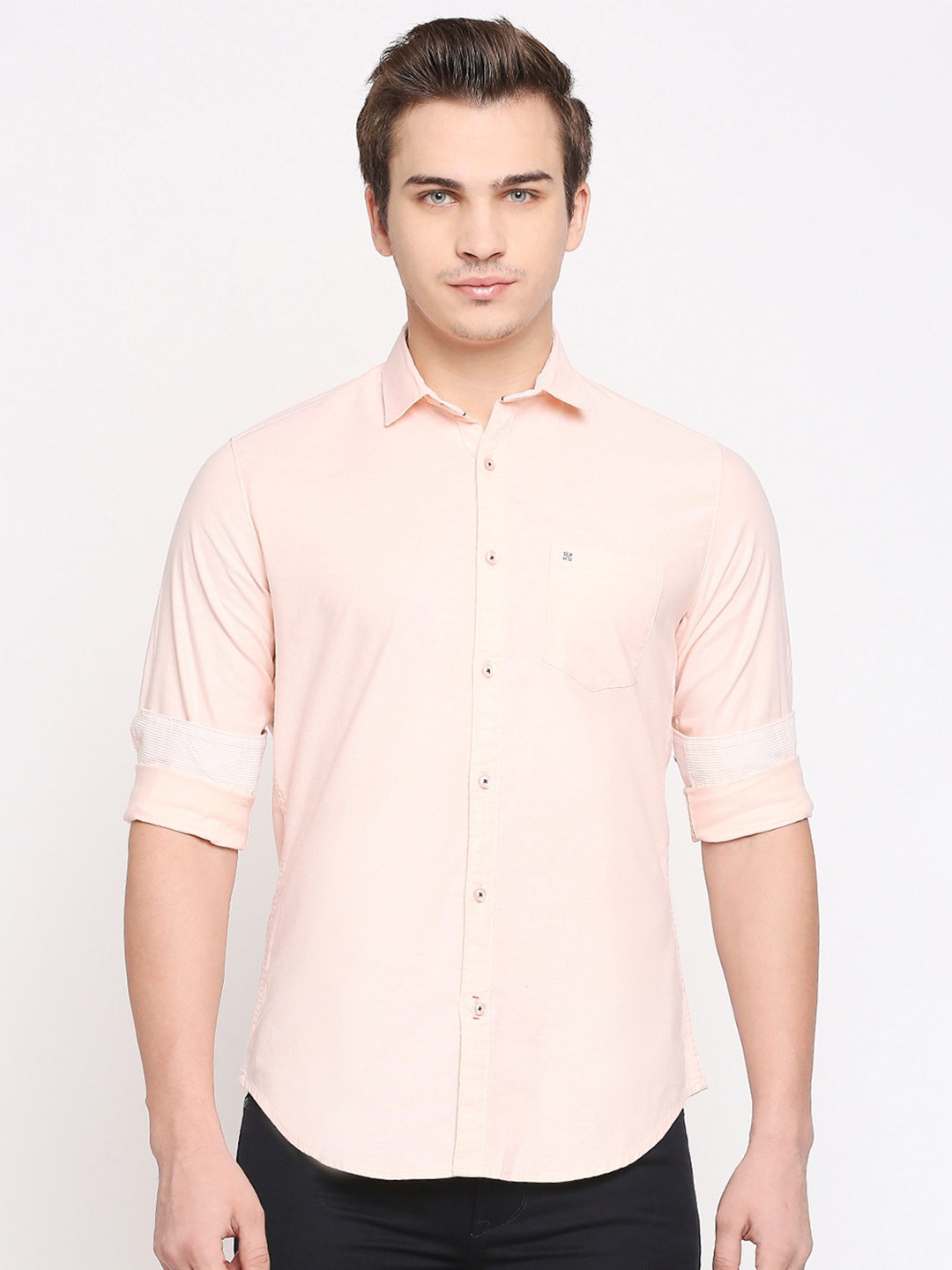 

Killer Slim Fit Cotton Casual Shirt, Peach