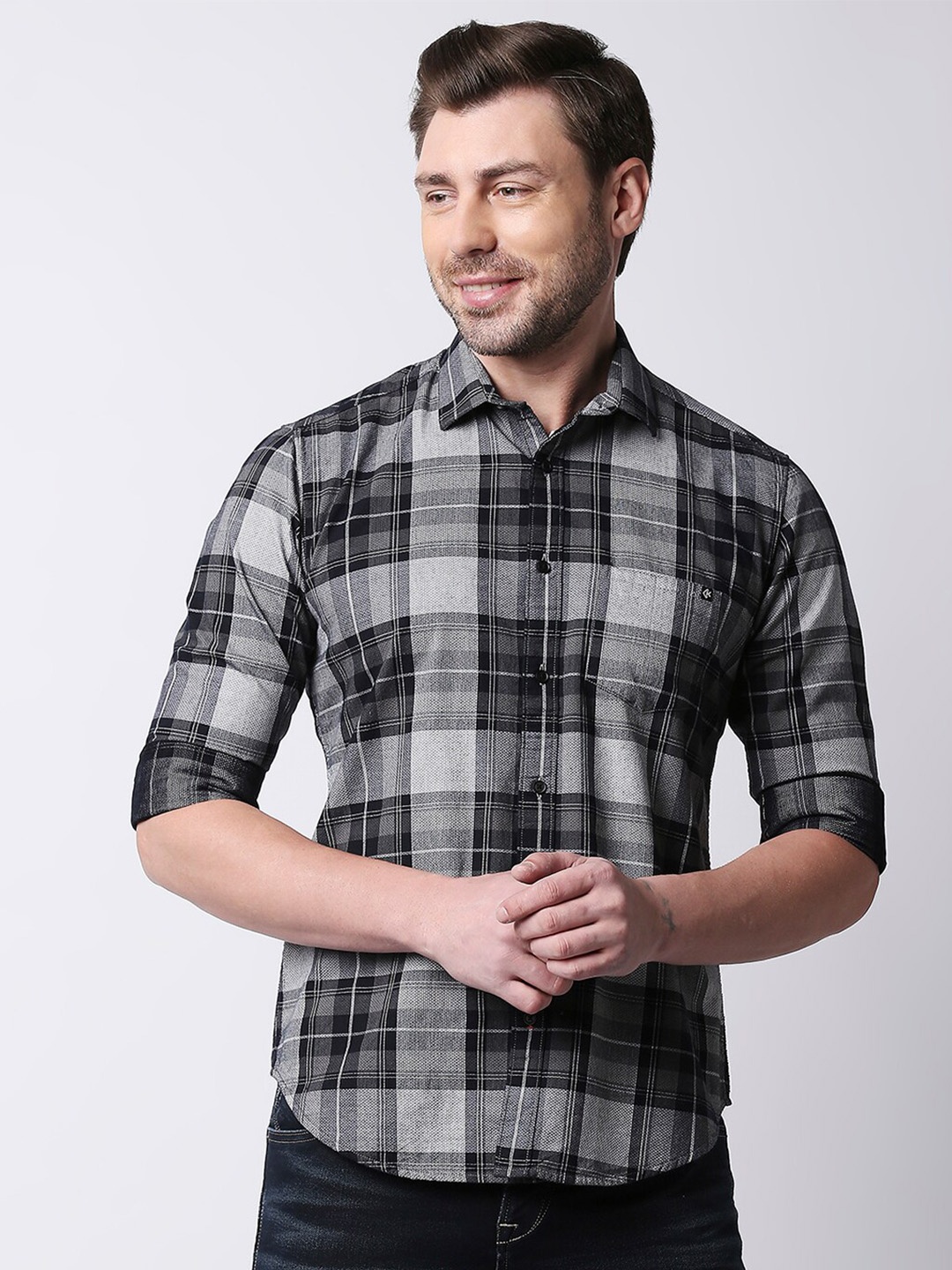 

Killer Checked Cotton Casual Shirt, Grey