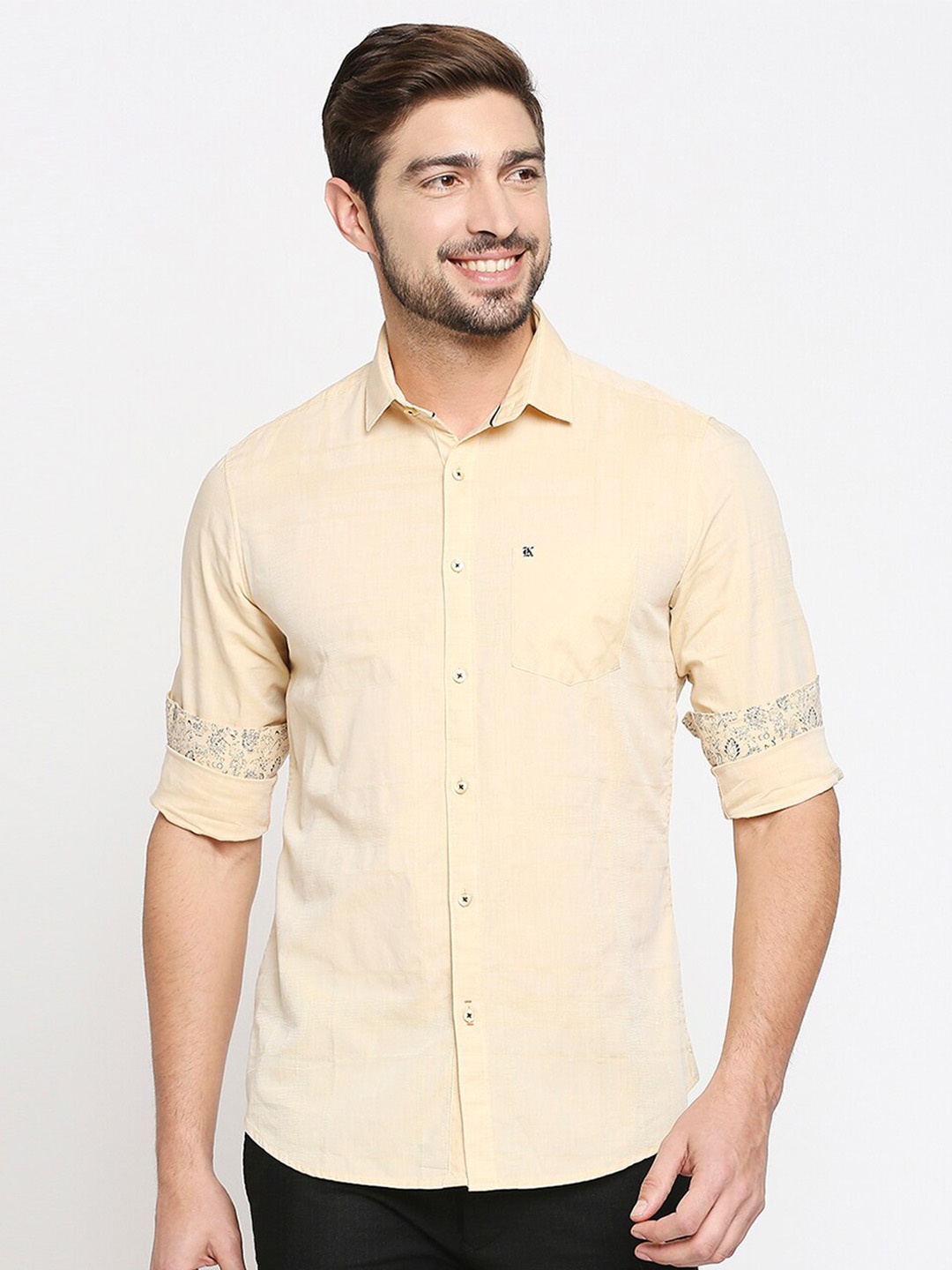 

Killer Slim Fit Cotton Casual Shirt, Beige
