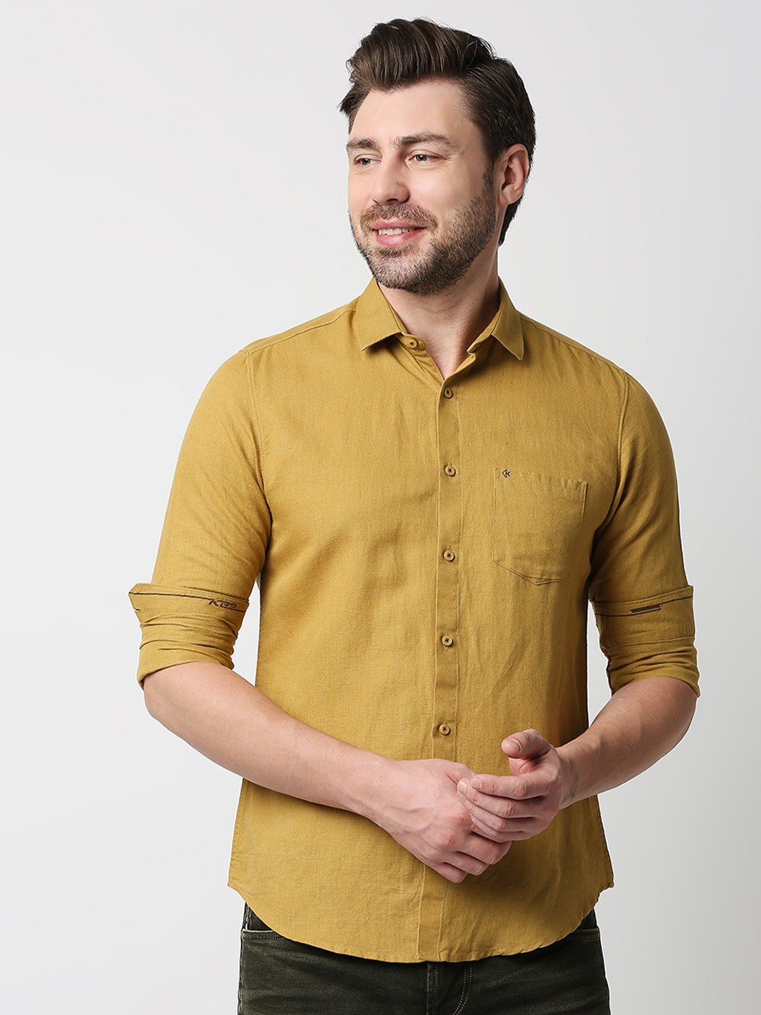 

Killer Slim Fit Spread Collar Casual Shirt, Yellow