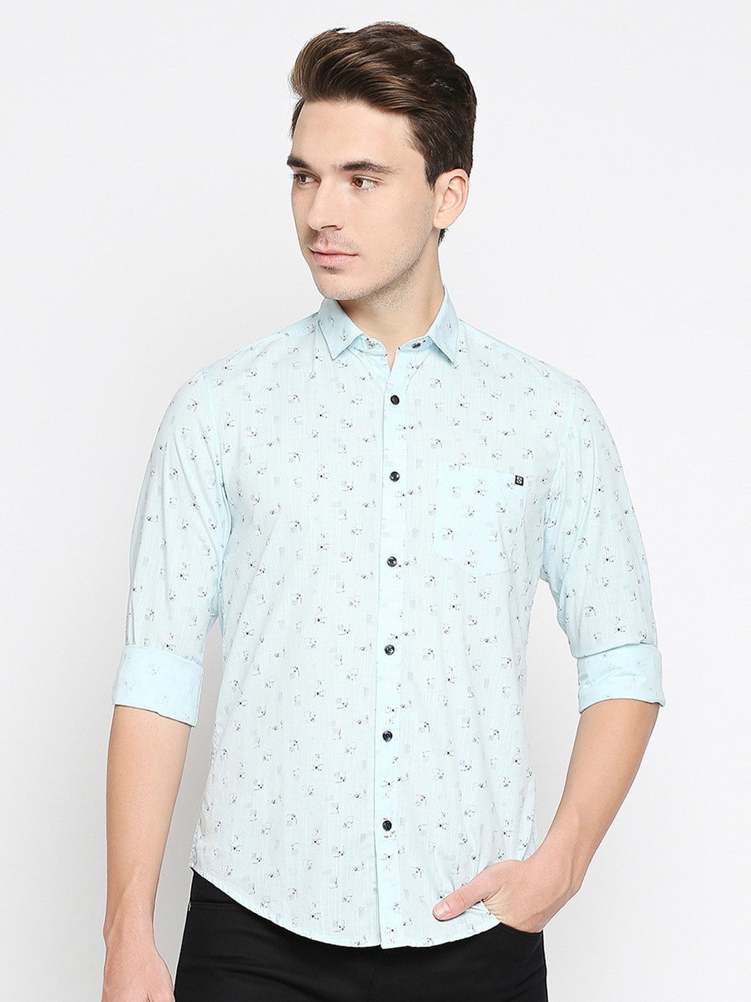 

Killer Slim Fit Conversational Printed Casual Shirt, Blue