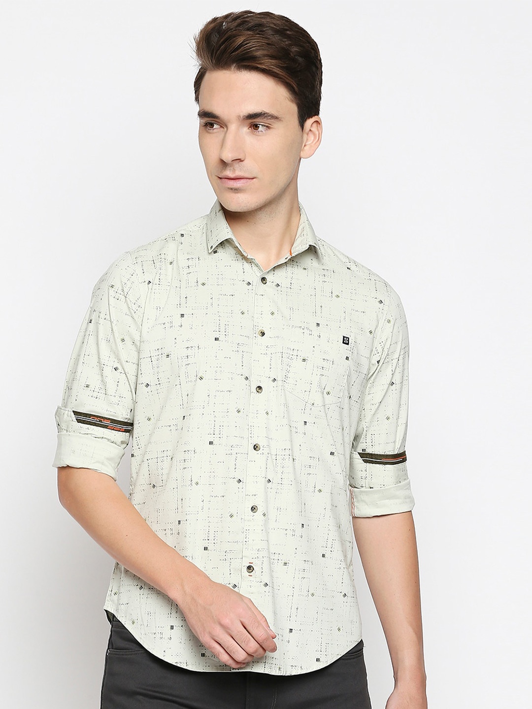 

Killer Slim Fit Conversational Printed Casual Shirt, Green