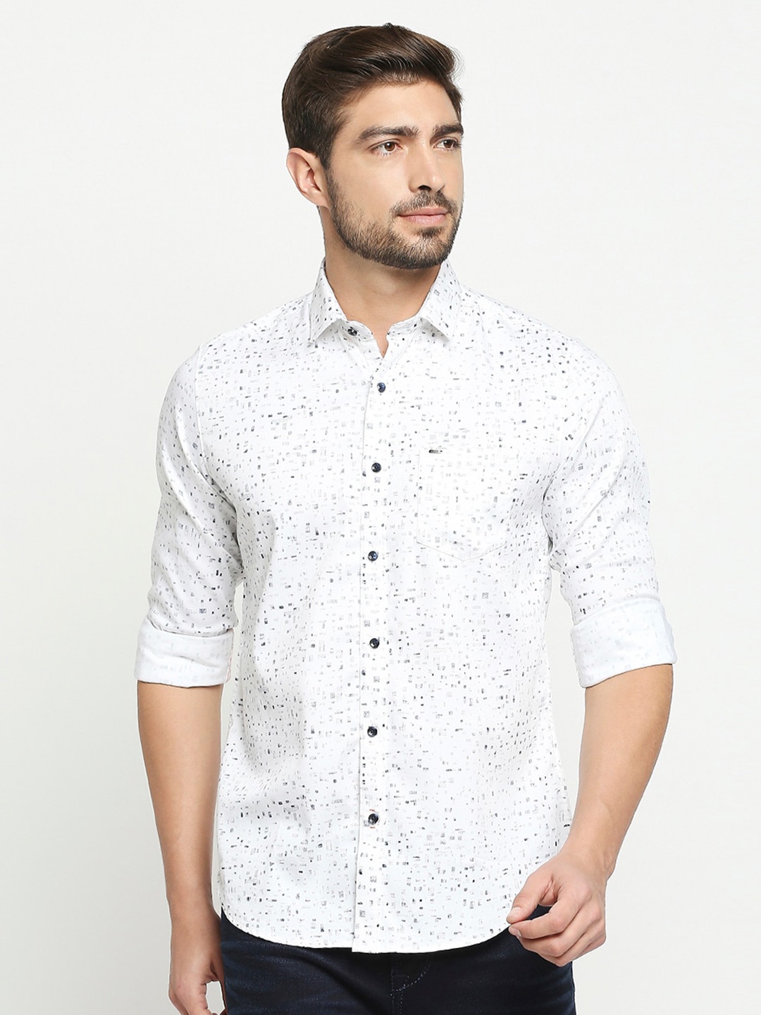 

Killer Slim Fit Abstract Printed Casual Shirt, White