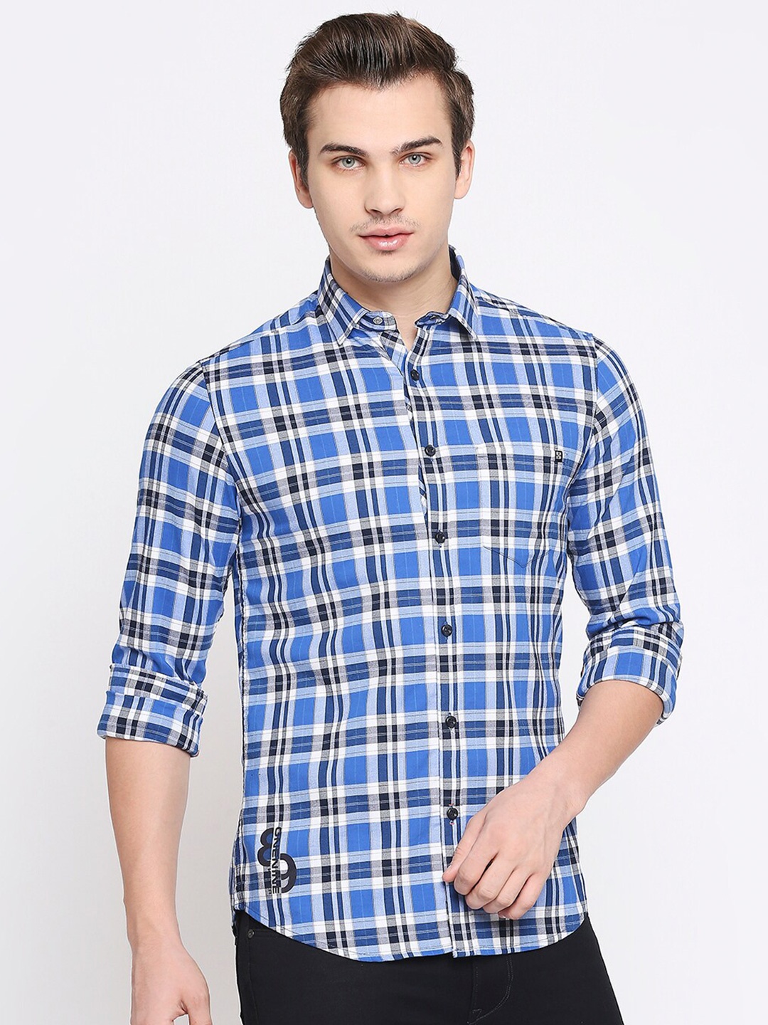

Killer Slim Fit Tartan Checked Casual Shirt, Blue