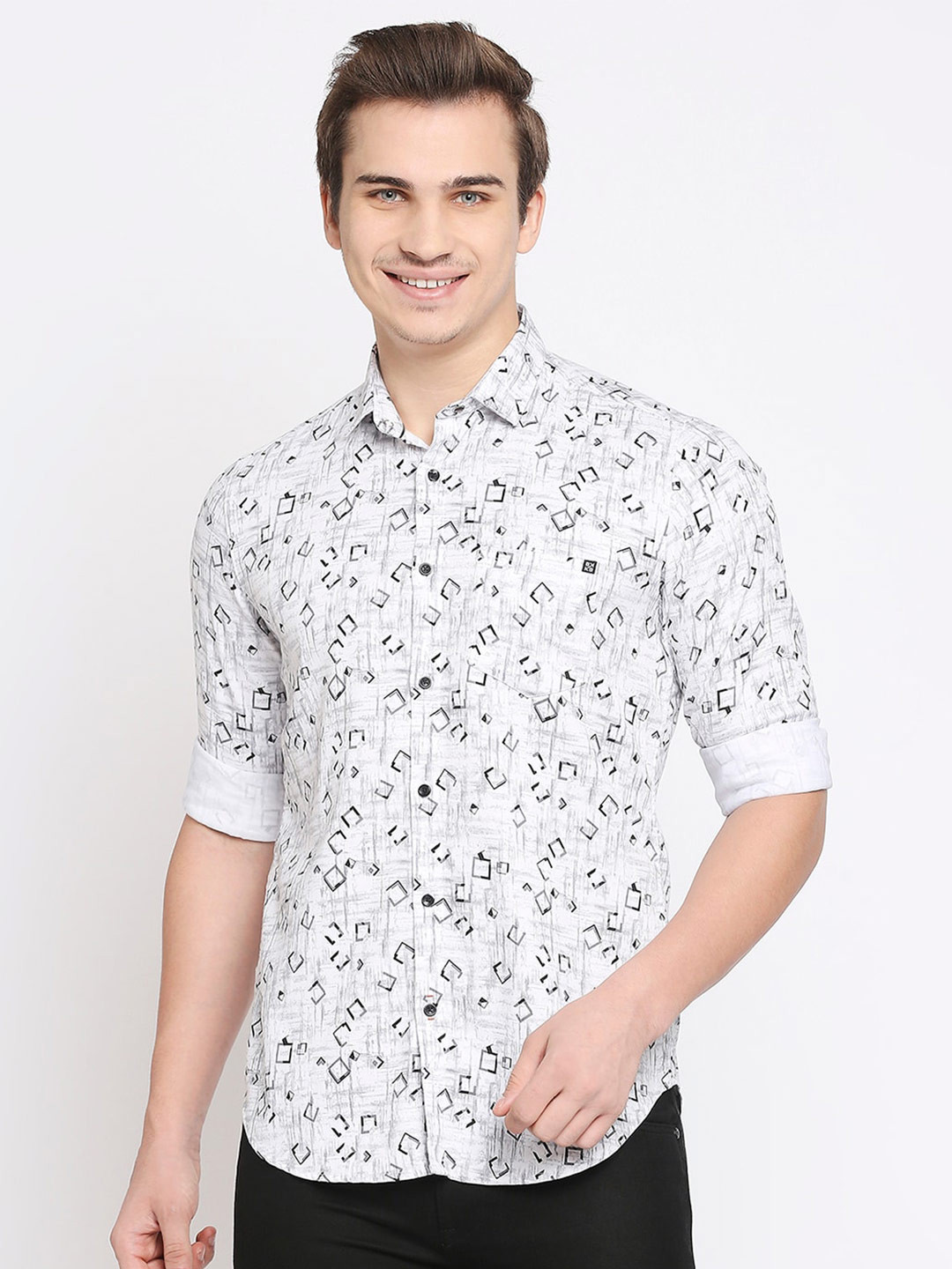

Killer Slim Fit Micro Dity Printed Casual Shirt, Grey