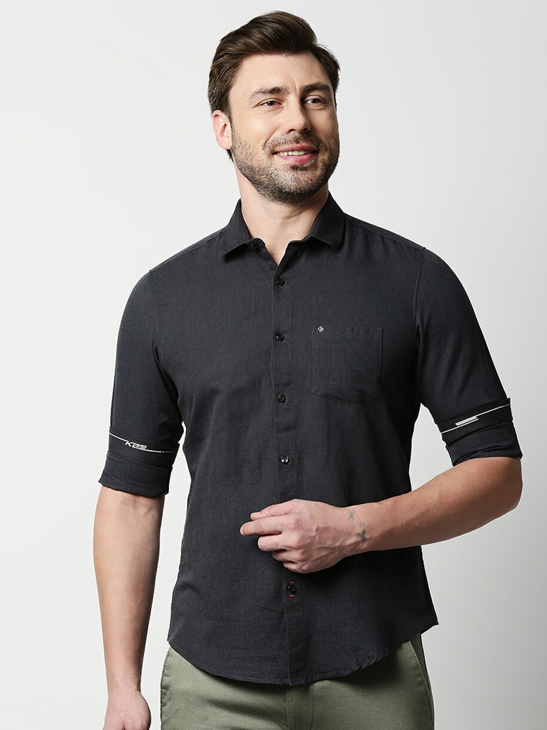 

Killer Men Slim Fit Cotton Casual Shirt, Charcoal