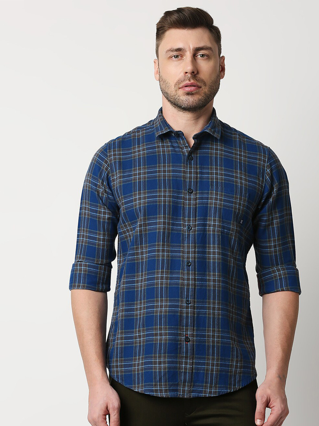 

Killer Checked Cotton Casual Shirt, Brown