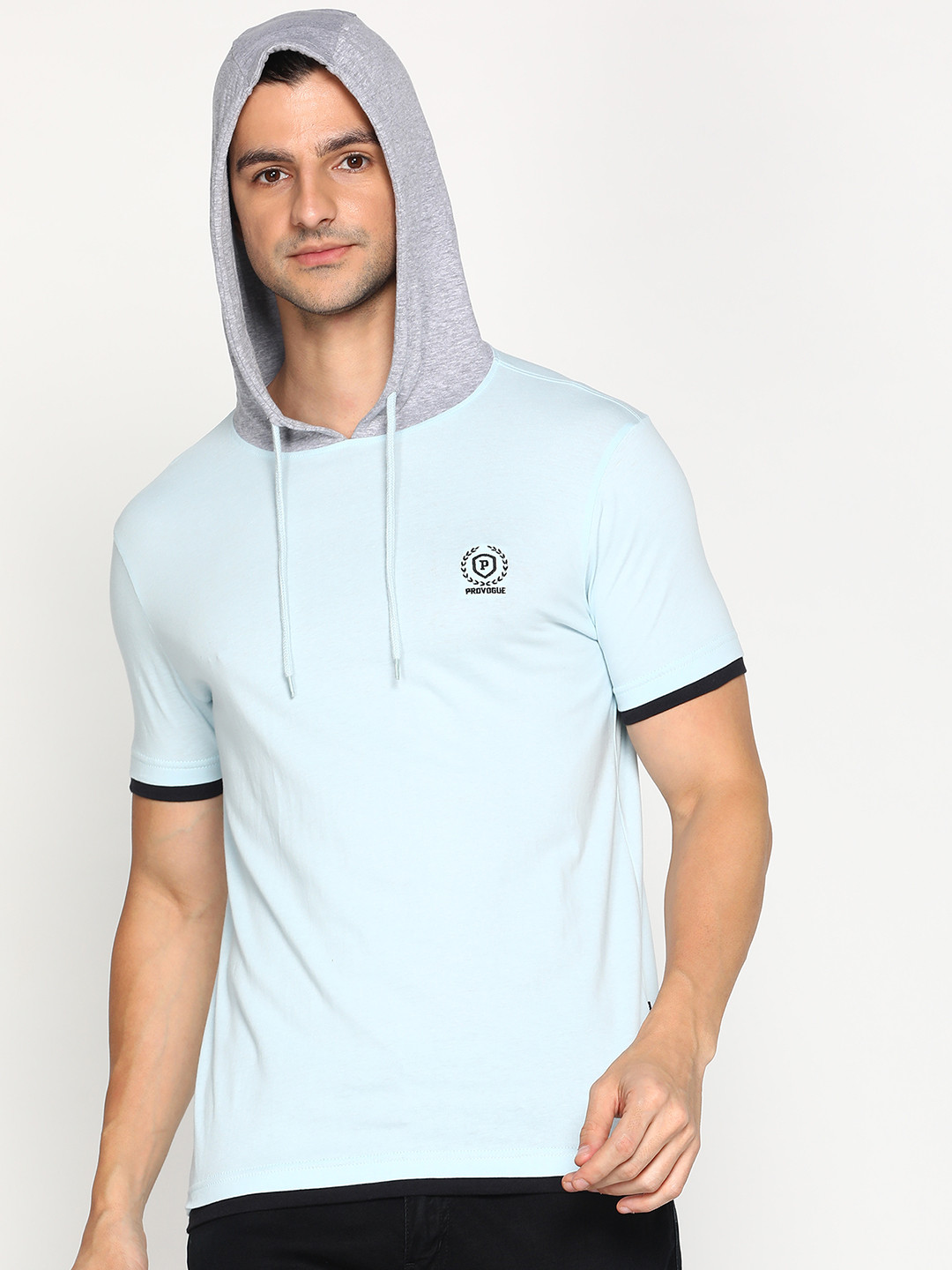 

Provogue Hooded Pure Cotton T-shirt, Blue
