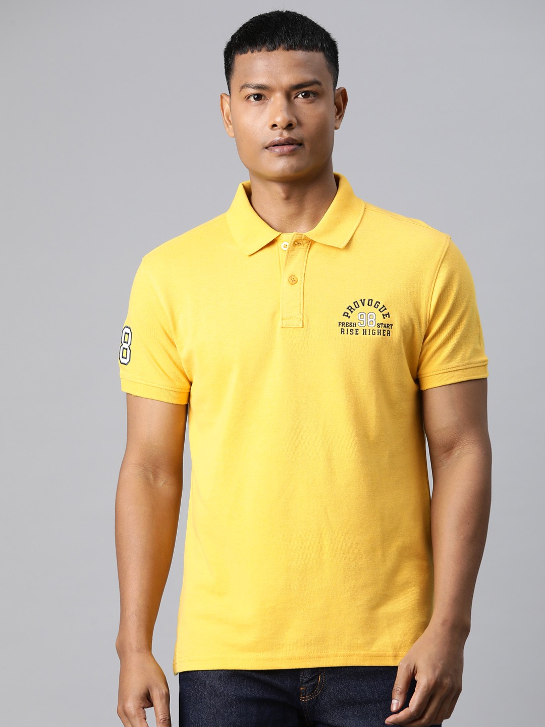 

Provogue Men Polo Collar Slim Fit T-shirt, Mustard