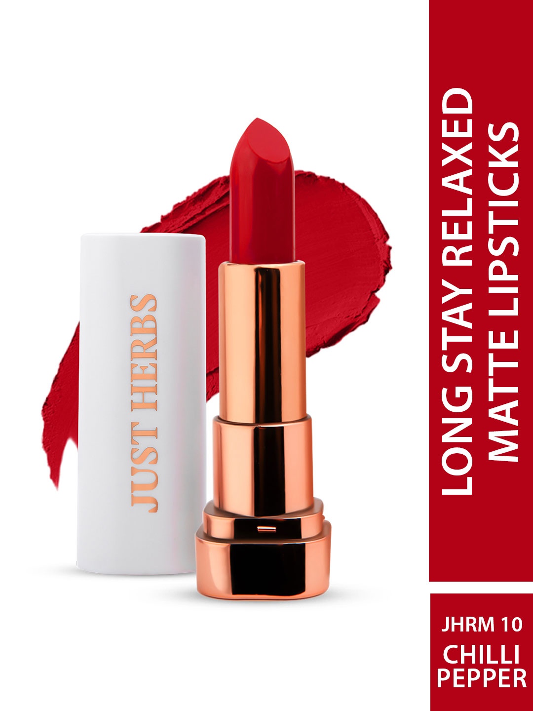 

Just Herbs Long Stay & High Pigmented Relaxed Matte Lipstick - Chilli Pepper 10, Red