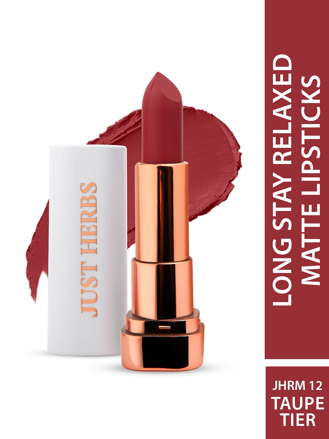 

Just Herbs Long Stay & High Pigmented Relaxed Matte Lipstick - Taupe Tier 12, Pink