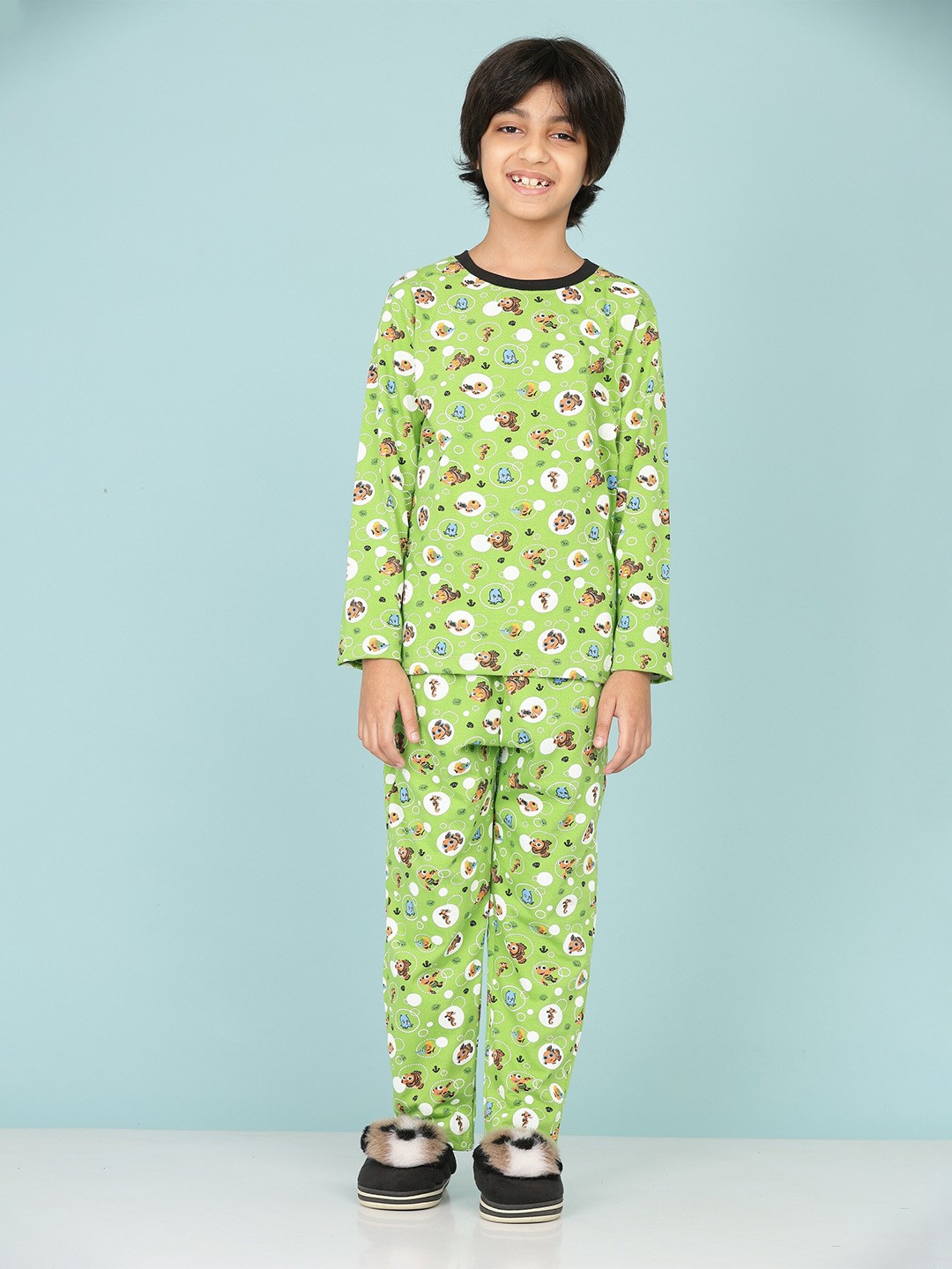 

BAESD Boys Nemo Printed Pure Cotton Top With Pyjamas, Green