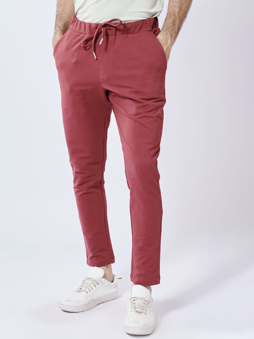 

Beyours Men Regular-Fit Mid-Rise Track Pants, Red
