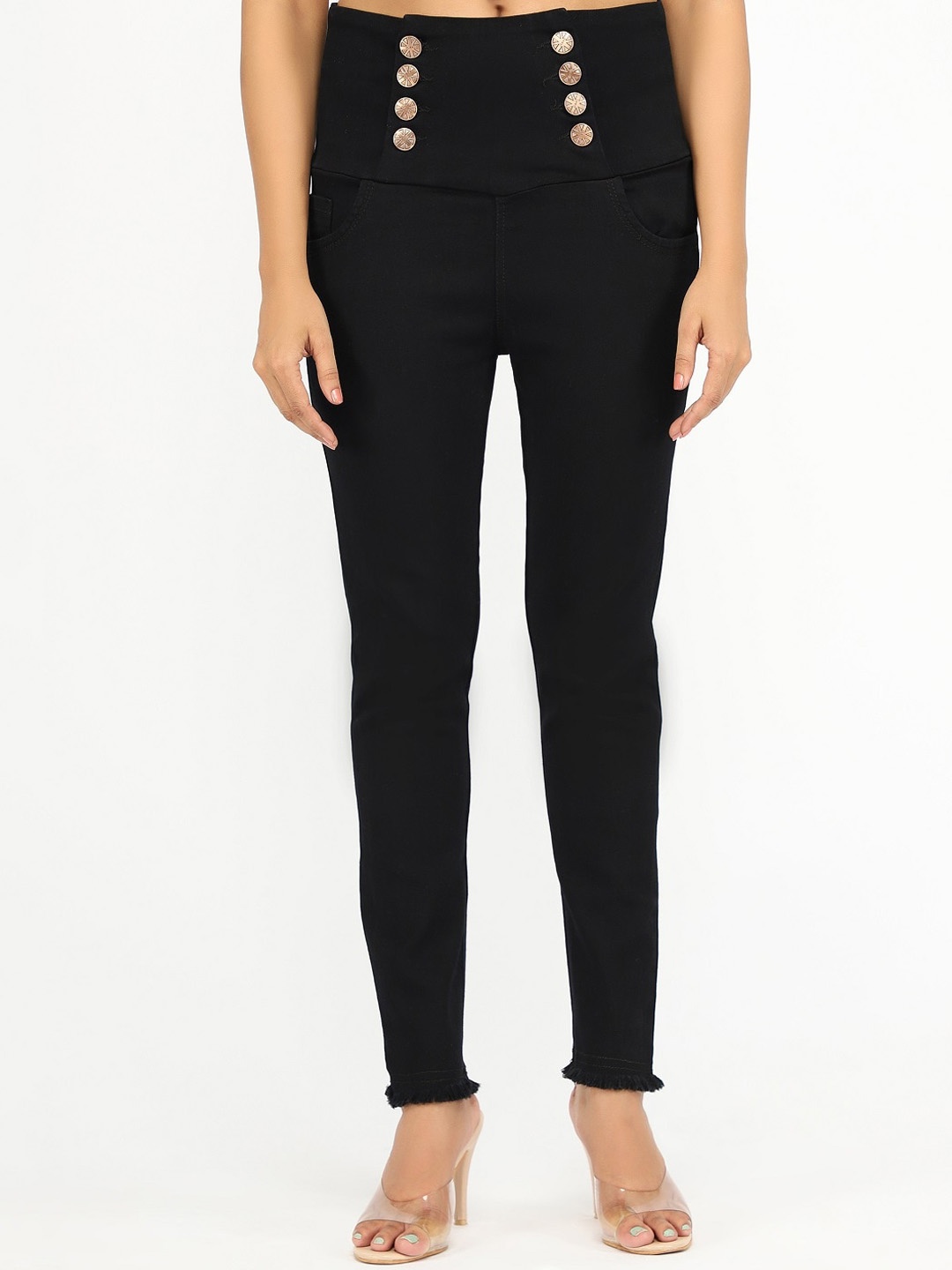 

AngelFab Women Slim Fit Mid-Rise Stretchable Jeans, Black