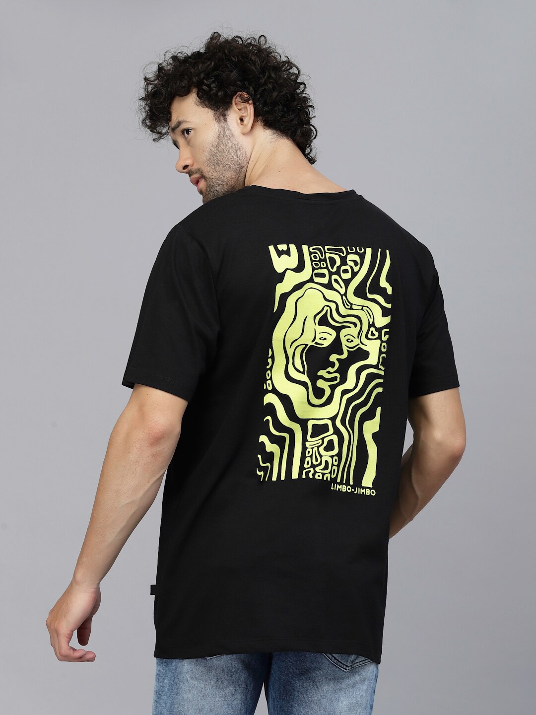 

Rigo Graphic Printed Oversized Drop Shoulder Sleeves Pure Cotton Sports T-shirt, Black