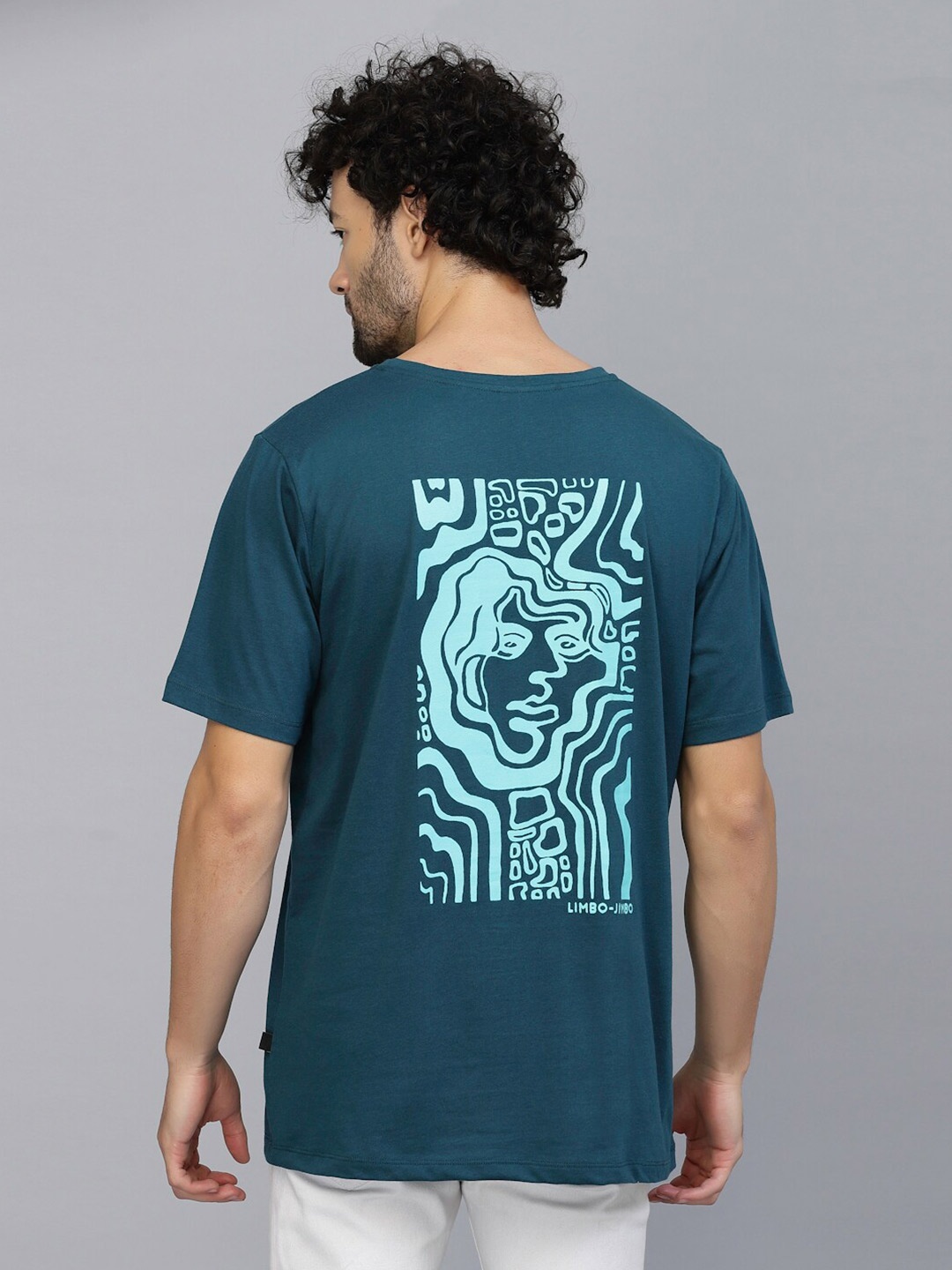 

Rigo Printed Oversized Drop Shoulder Sleeves Pure Cotton Sports T-shirt, Teal