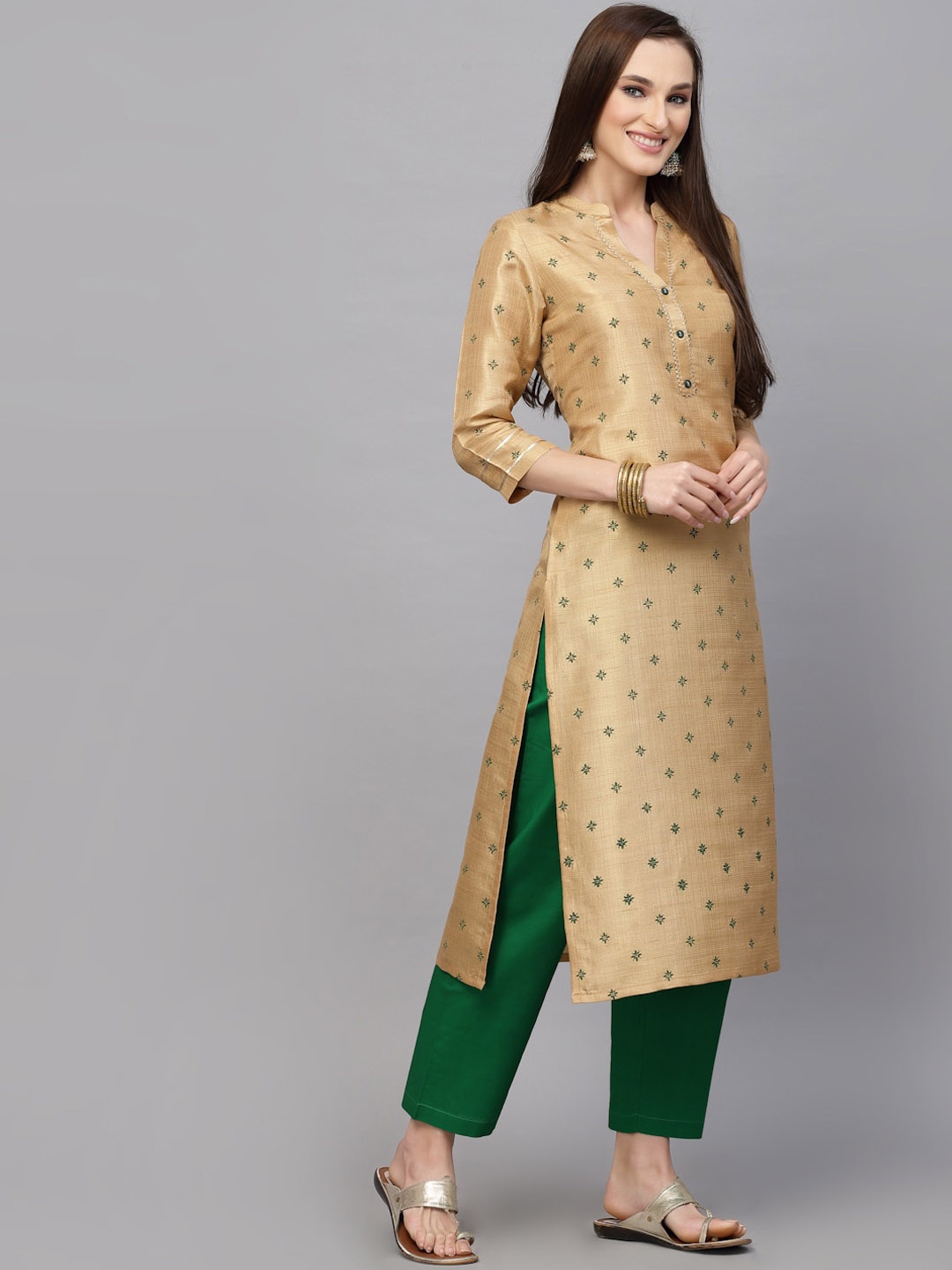

KALINI Floral Printed Kurta, Beige