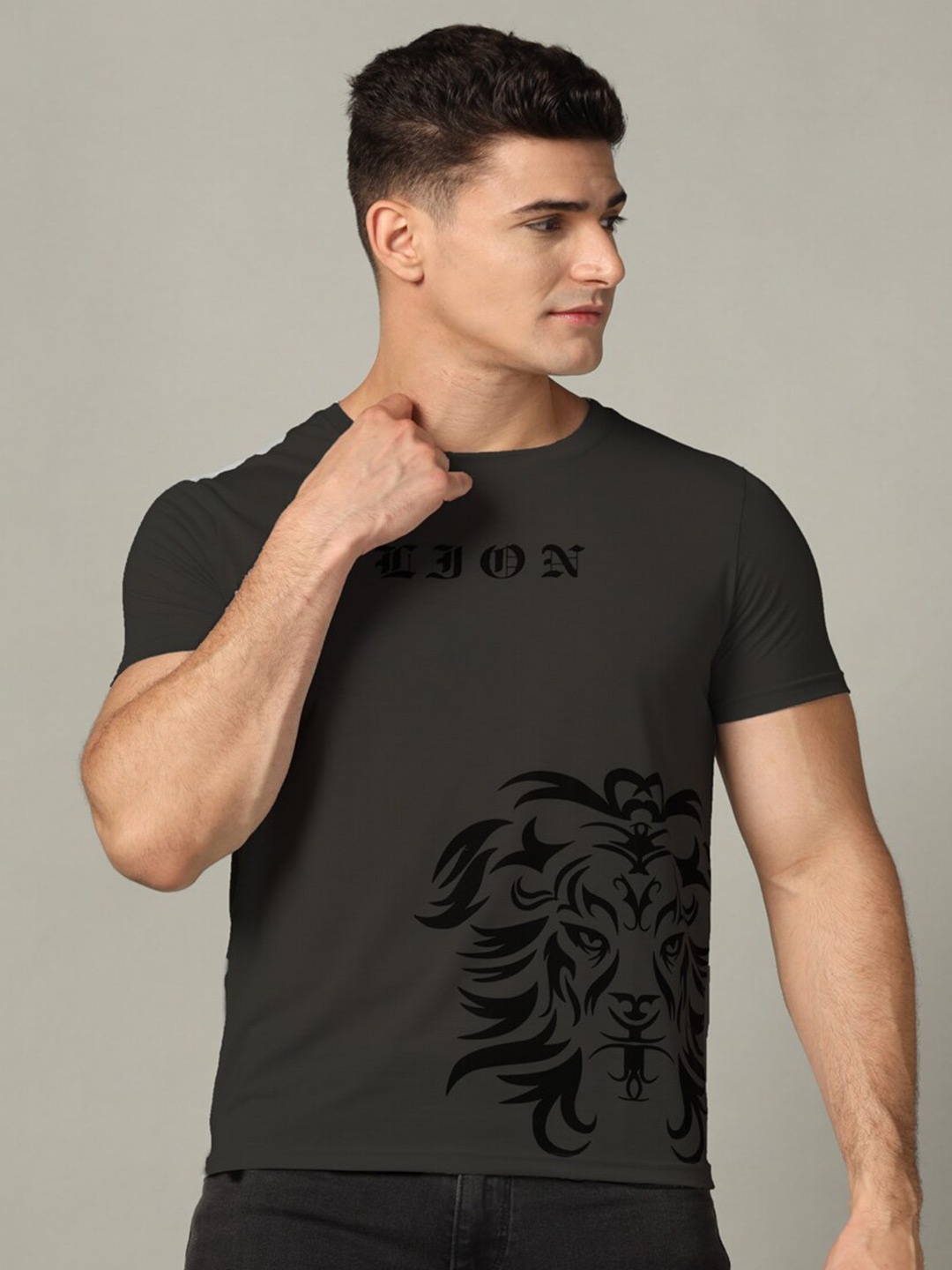 

INKKR Graphic Printed T-shirt, Charcoal