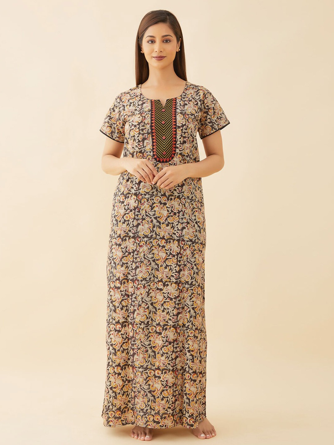 

Maybell Printed Pure Cotton Maxi Nightdress, Black
