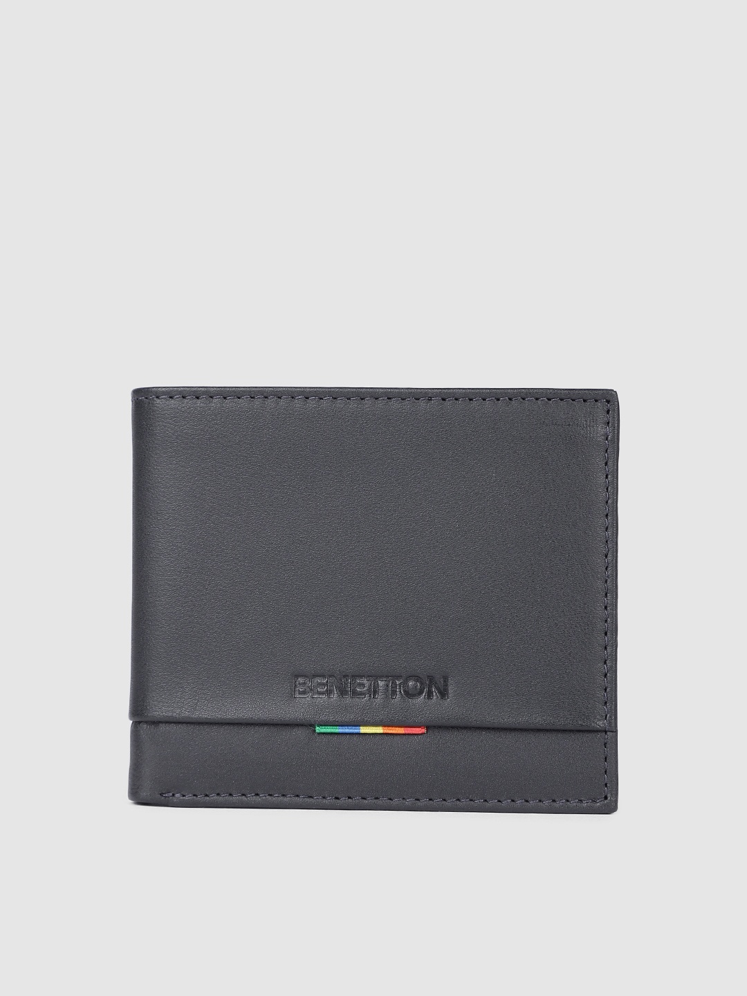 

United Colors of Benetton Men Leather Two Fold Wallet, Navy blue