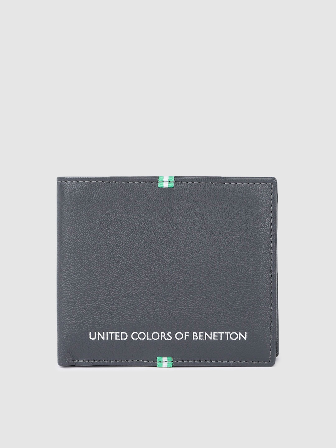 

United Colors of Benetton Men Leather Two Fold Wallet, Grey