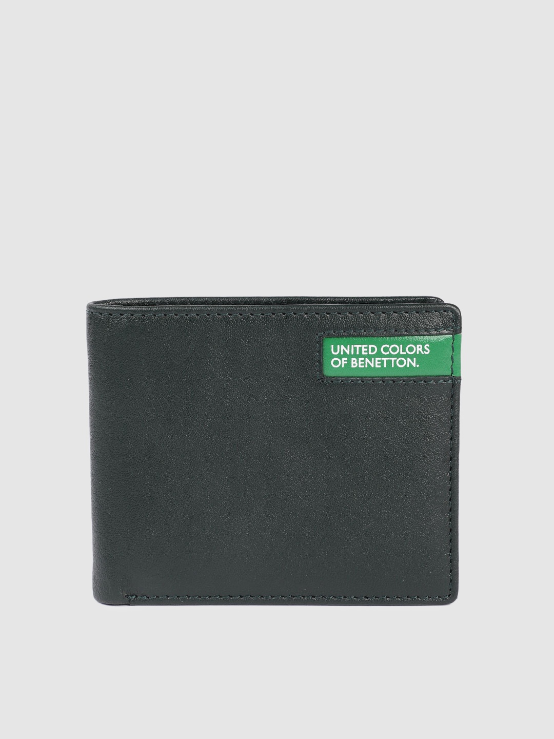 

United Colors of Benetton Men Leather Two Fold Wallet, Green