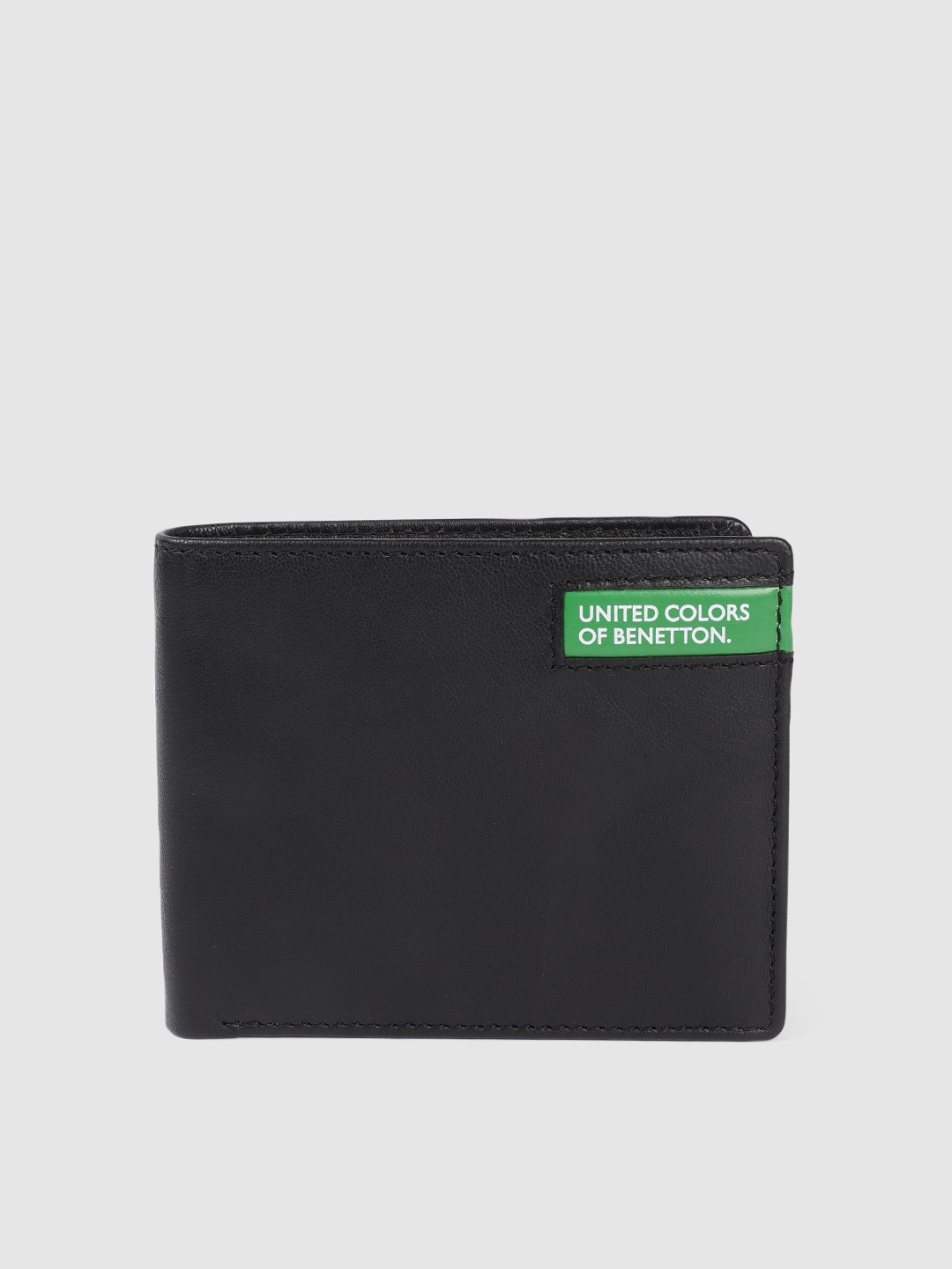 

United Colors of Benetton Men Leather Two Fold Wallet, Black