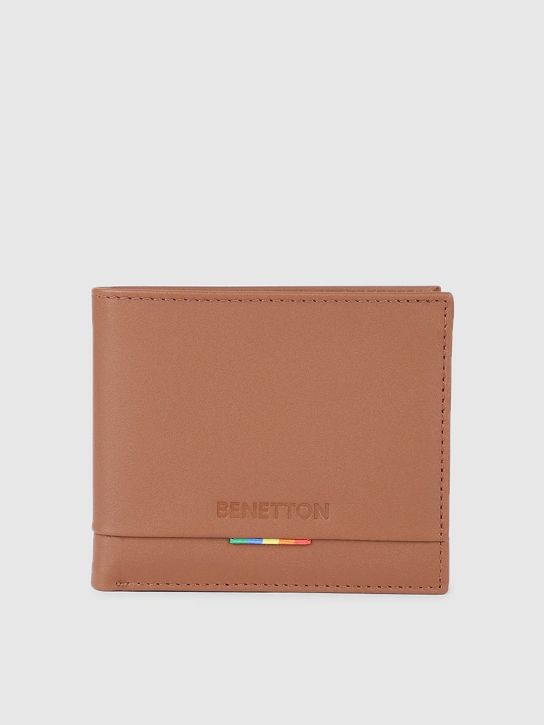 

United Colors of Benetton Men Leather Two Fold Wallet, Tan