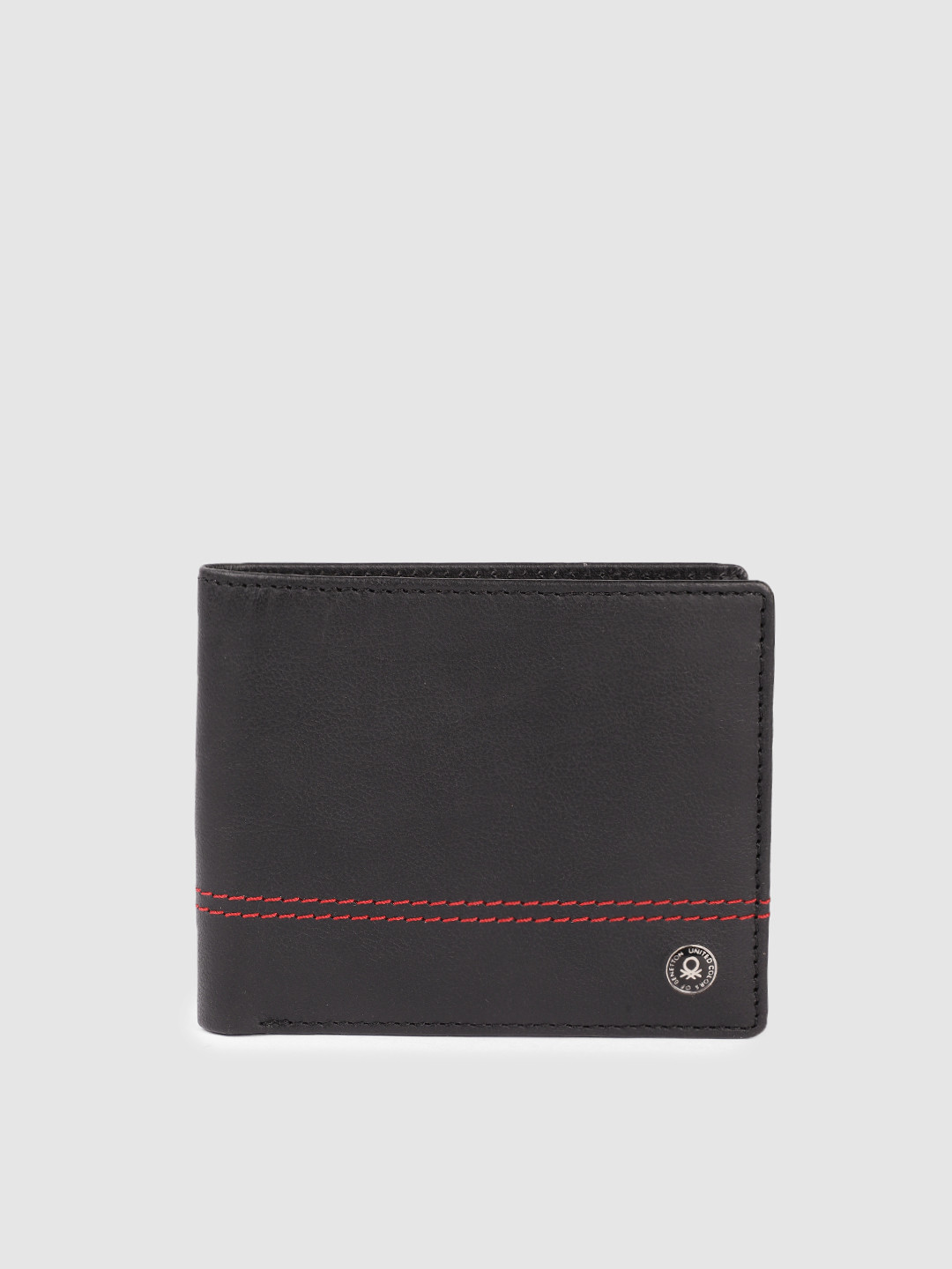 

United Colors of Benetton Men Leather Two Fold Wallet, Black