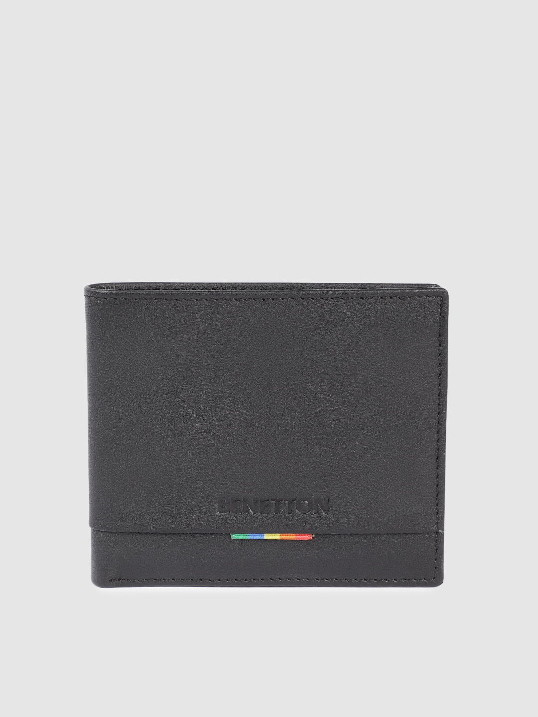 

United Colors of Benetton Men Leather Two Fold Wallet, Black