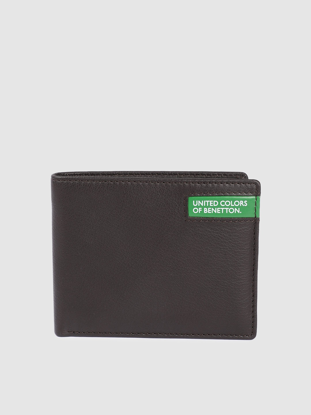 

United Colors of Benetton Men Textured Leather Two Fold Wallet, Black