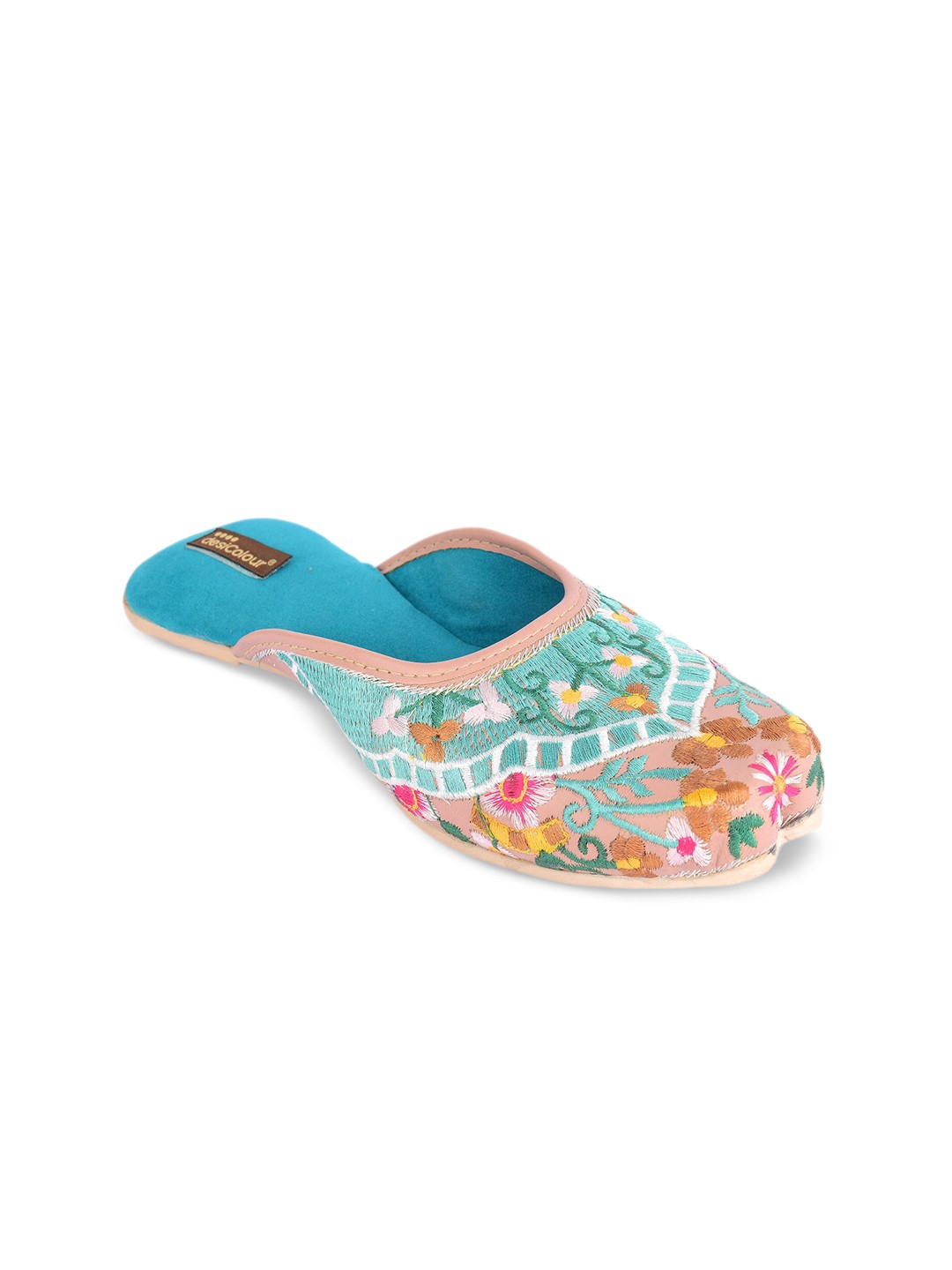

DESI COLOUR Embroidered Ethnic Mules Flats, Blue