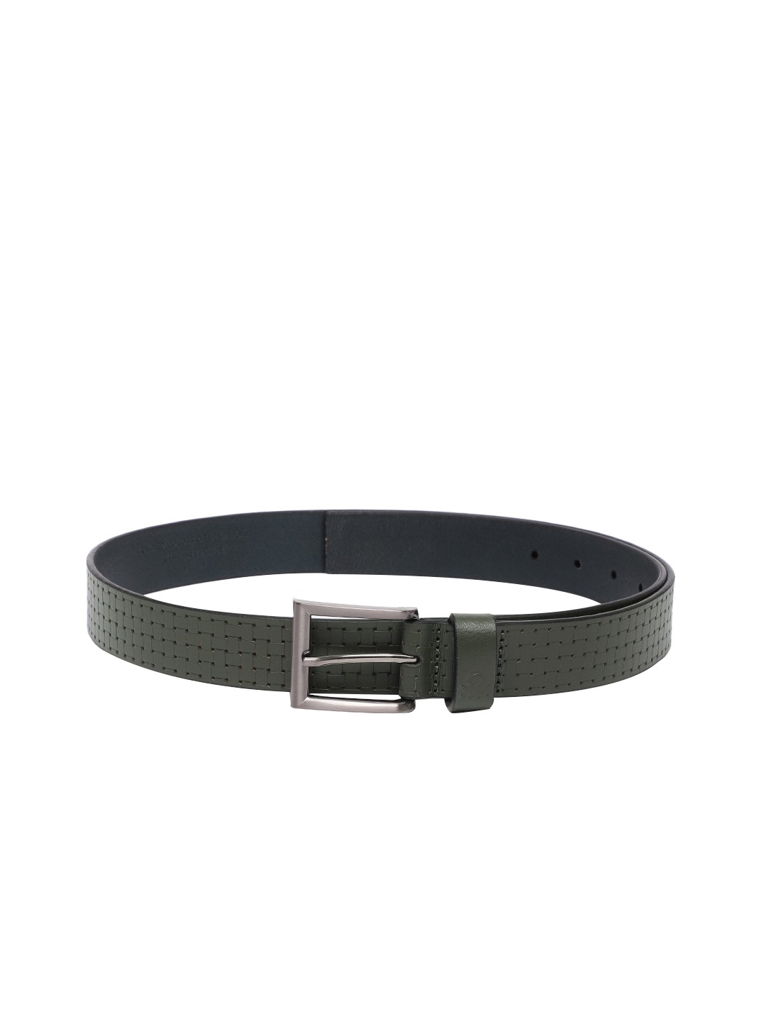 

United Colors of Benetton Men Solid Leather Belt, Olive