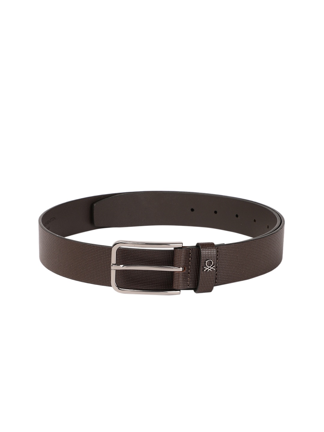 

United Colors of Benetton Men Checked Leather Belt, Brown