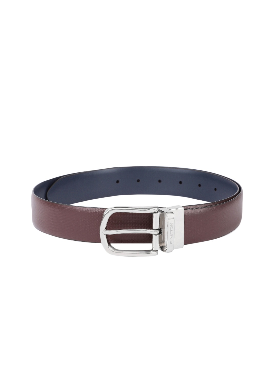 

United Colors of Benetton Men Textured Leather Reversible Belt, Brown