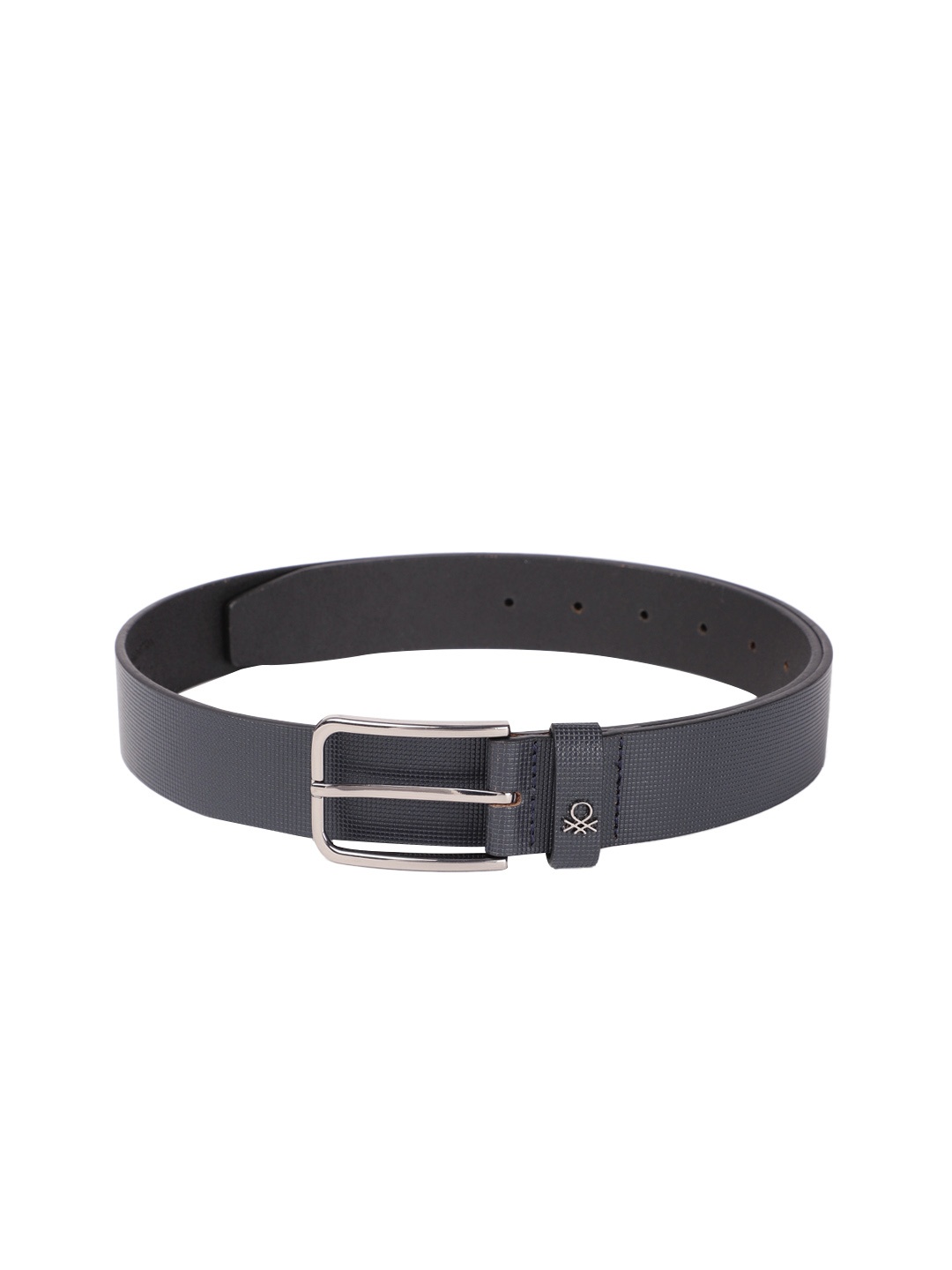 

United Colors of Benetton Men Checked Leather Belt, Navy blue