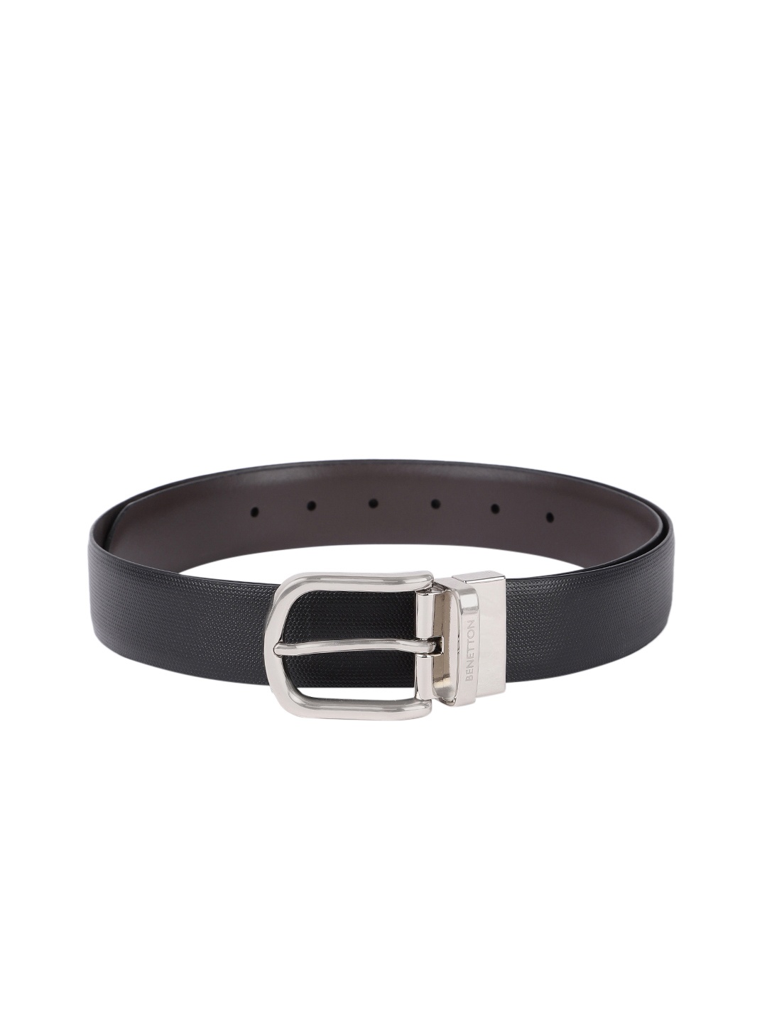

United Colors of Benetton Men Leather Reversible Belt, Black