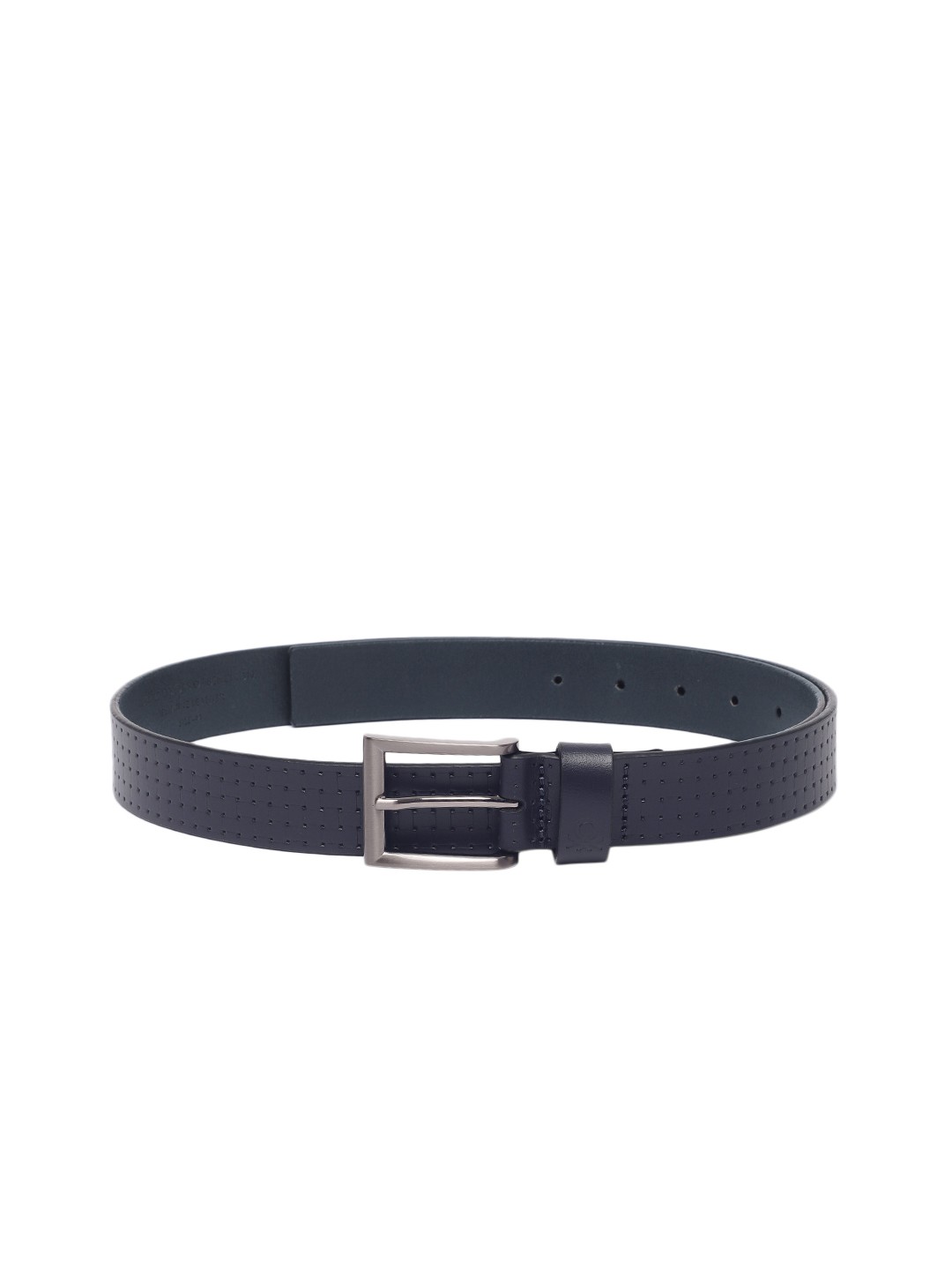 United Colors of Benetton Men Textured Leather Casual Belt, Navy blue