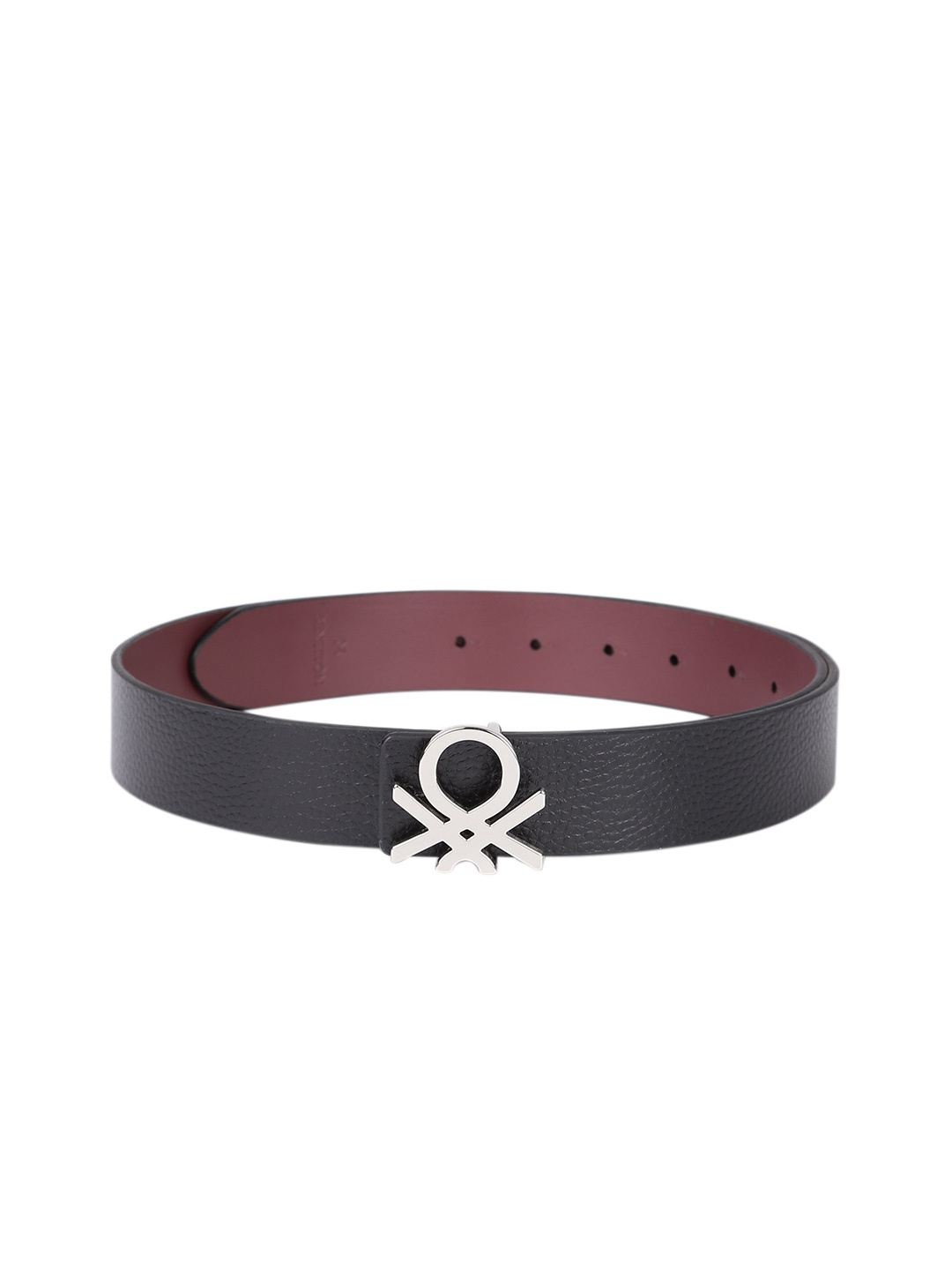 

United Colors of Benetton Men Reversible Leather Belt, Black