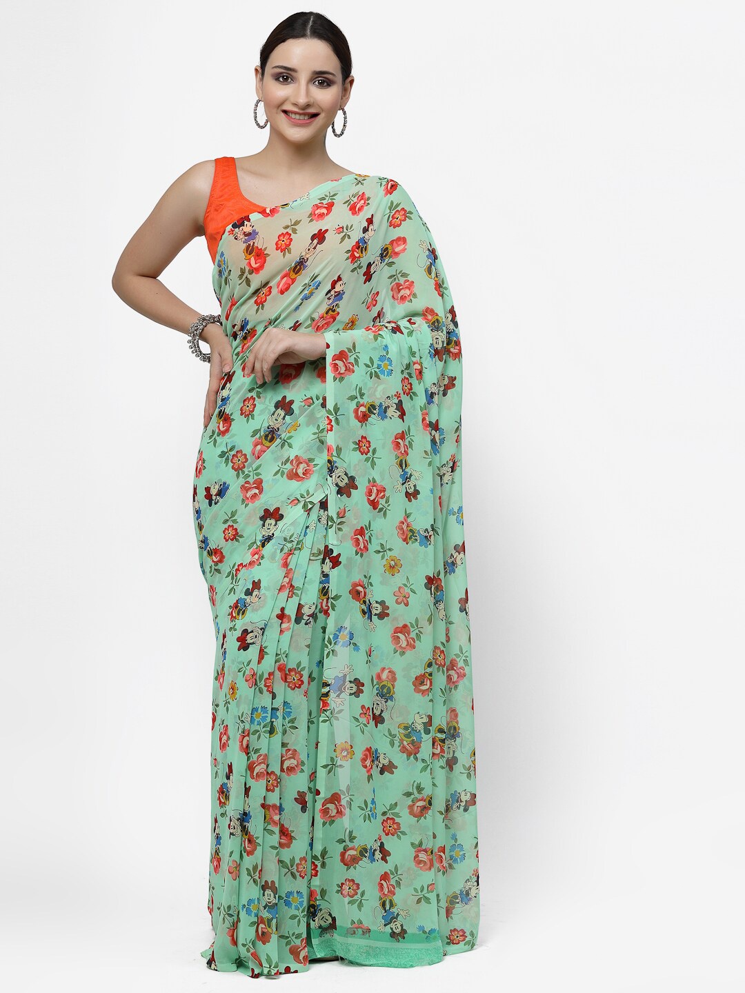

KALINI Floral Printed Saree, Green