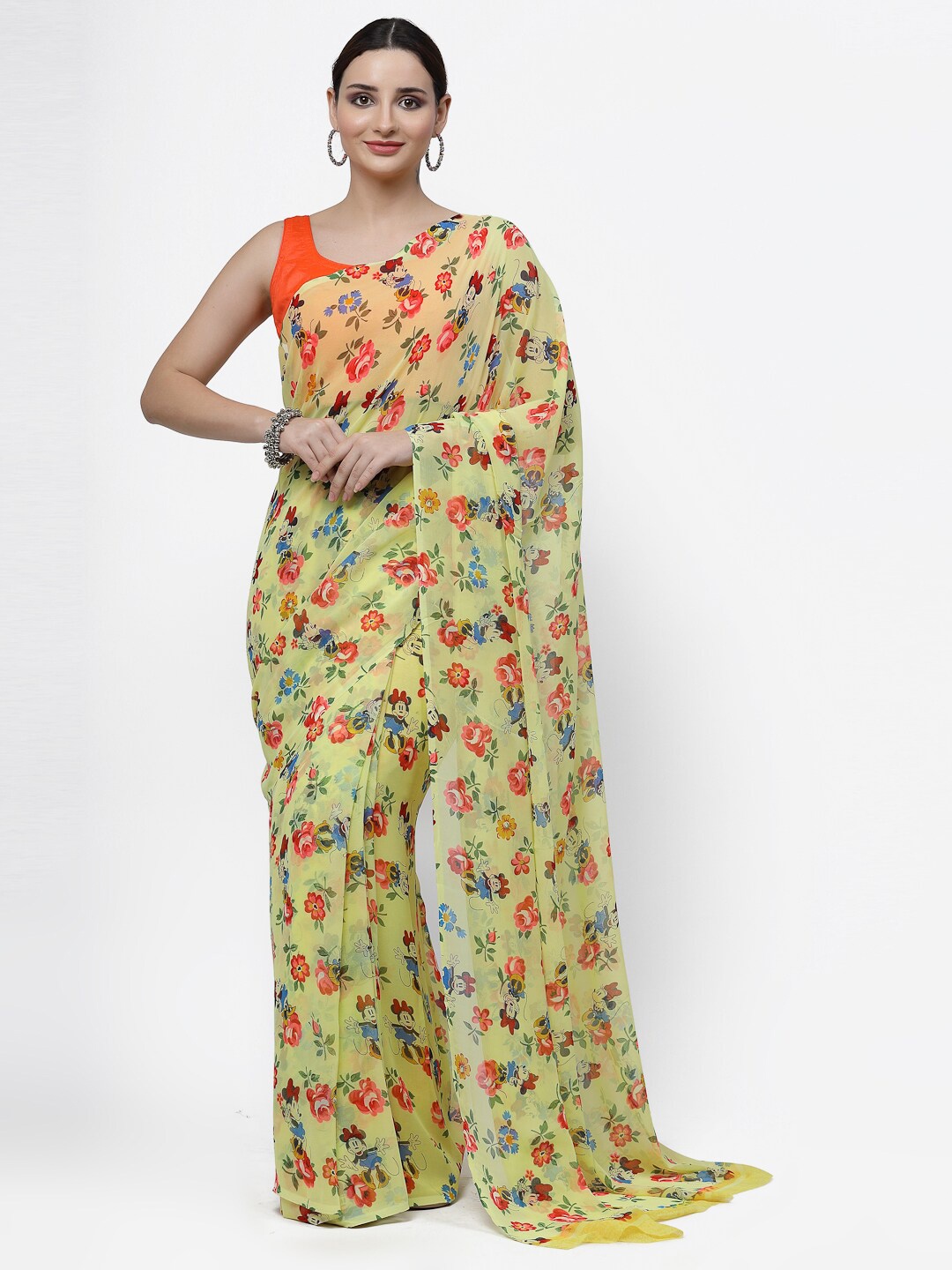 

KALINI Floral Printed Saree, Yellow