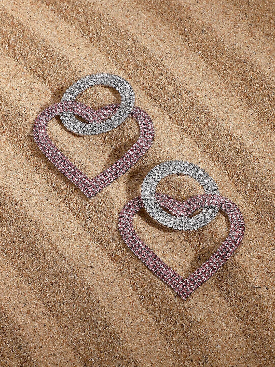 

SOHI Silver-Plated Heart Shaped Drop Earrings