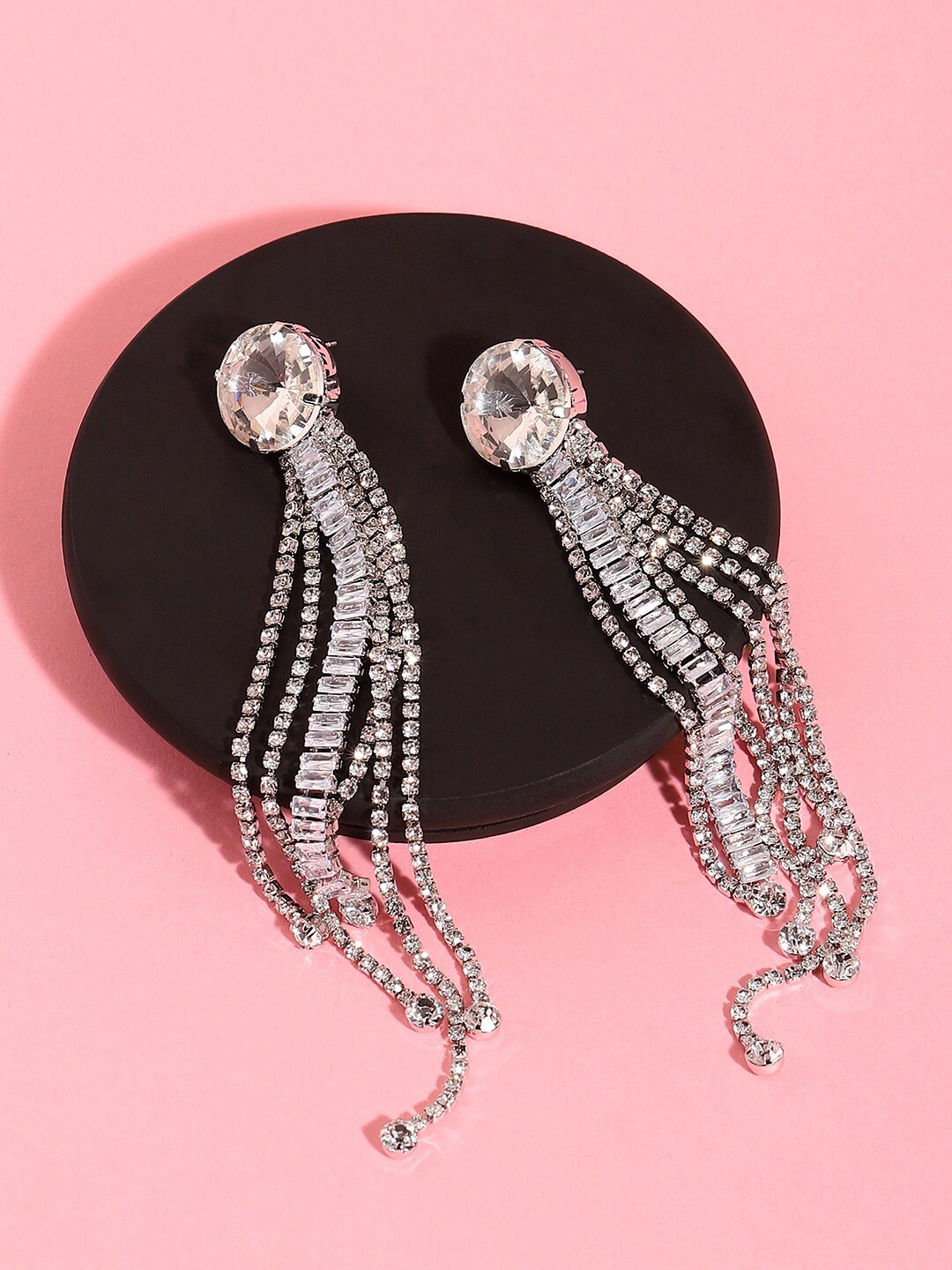 

SOHI Silver Toned Contemporary Drop Earrings