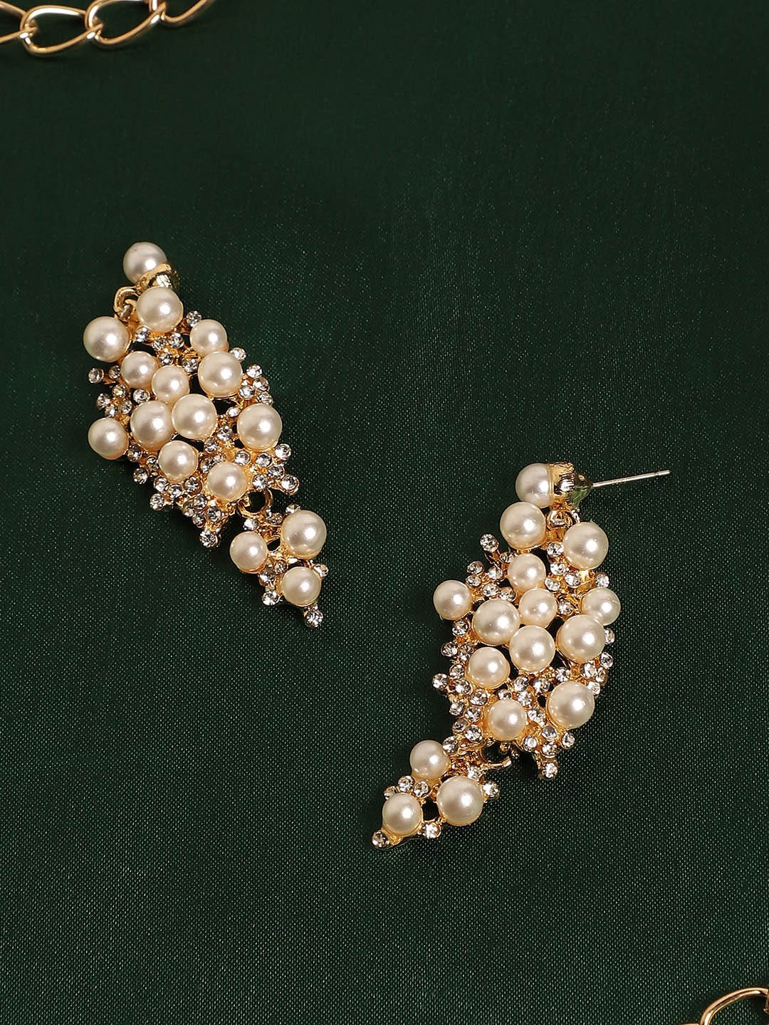 

SOHI Gold-Plated Teardrop Shaped Drop Earrings