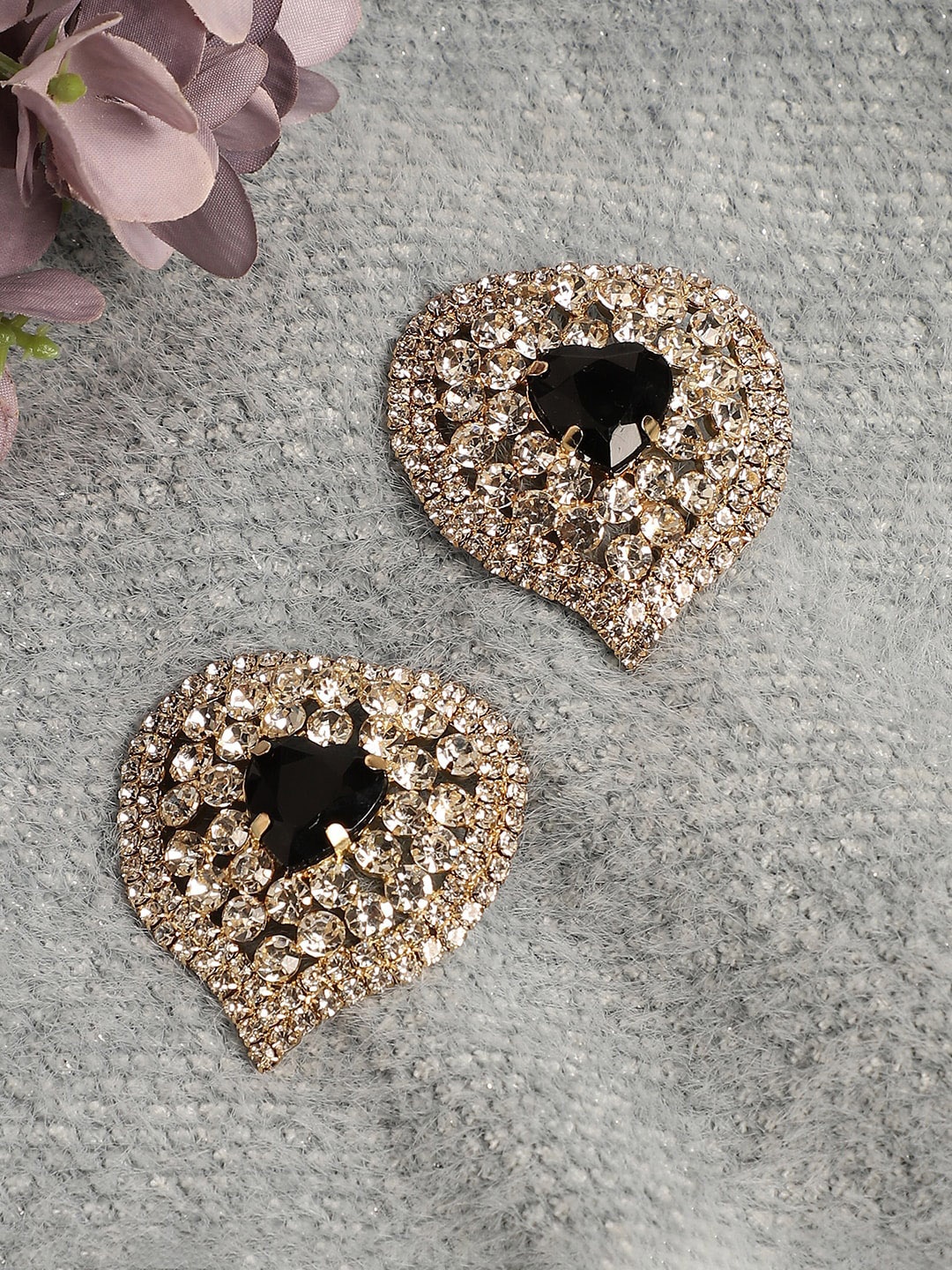 

SOHI Gold-Plated Heart Shaped Studs Earrings