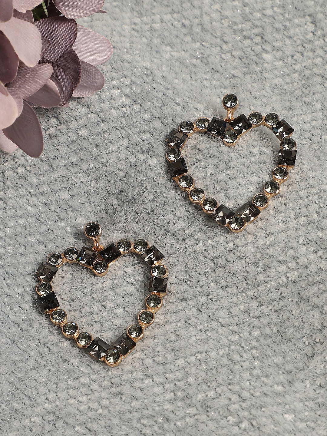 

SOHI Gold Toned Heart Shaped Studs Earrings